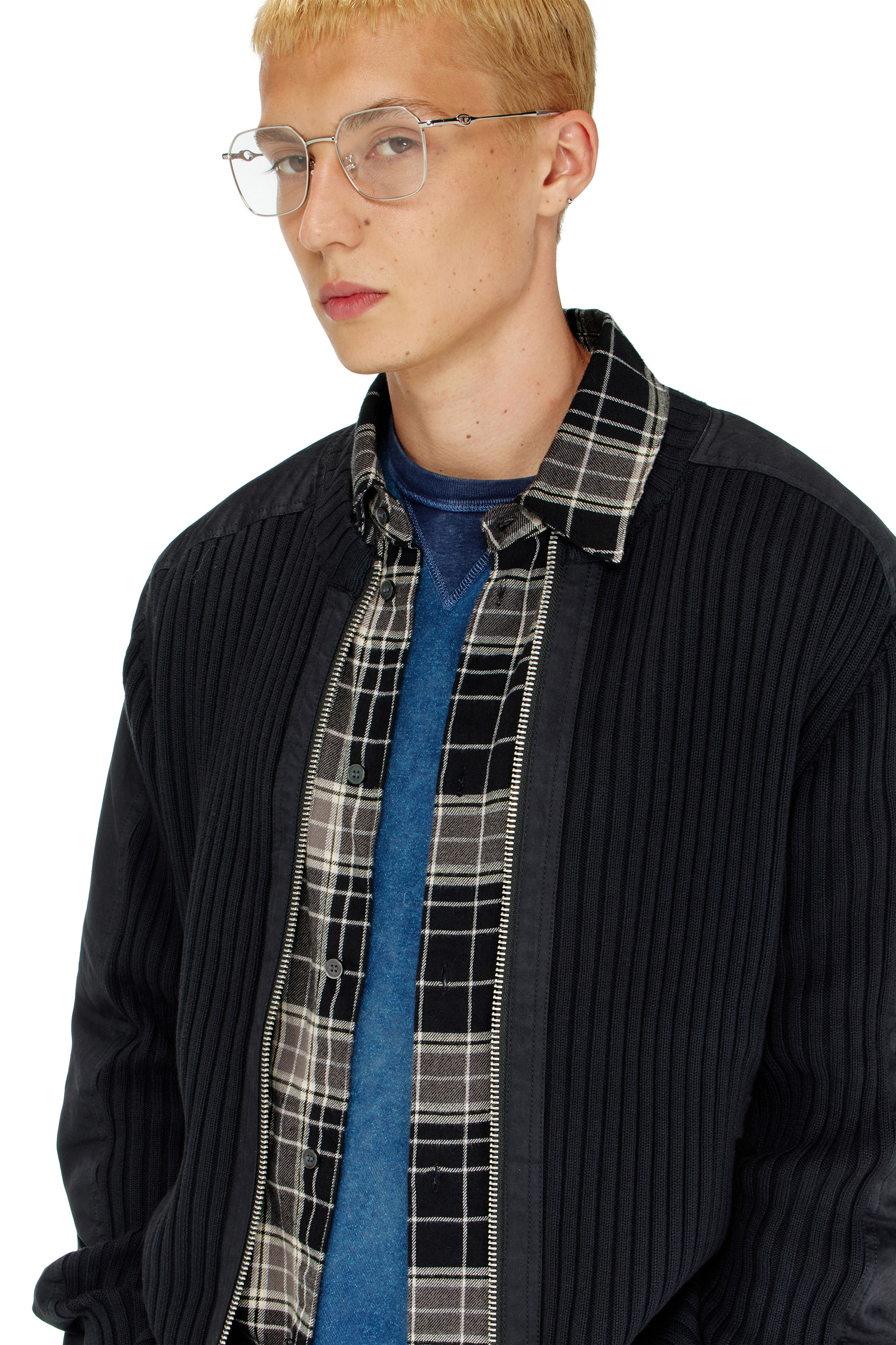 Diesel - K-MATTY, Cardigan zipp&eacute; avec empi&egrave;cements utilitaires Homme in Noir - 5