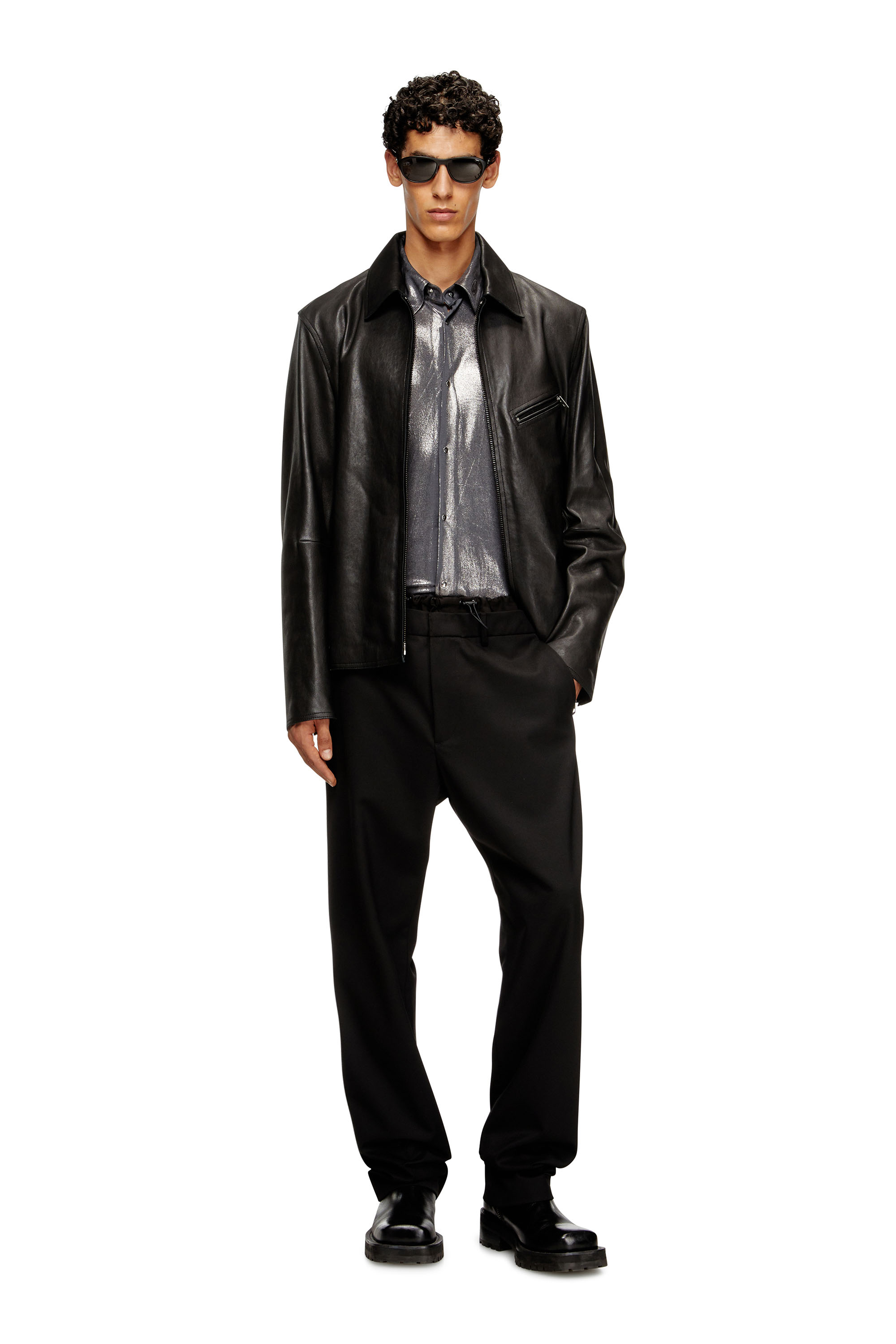 Diesel - P-OWERS, Pantalons en mélange de laine avec ceinture élastique. Homme in Noir - 2
