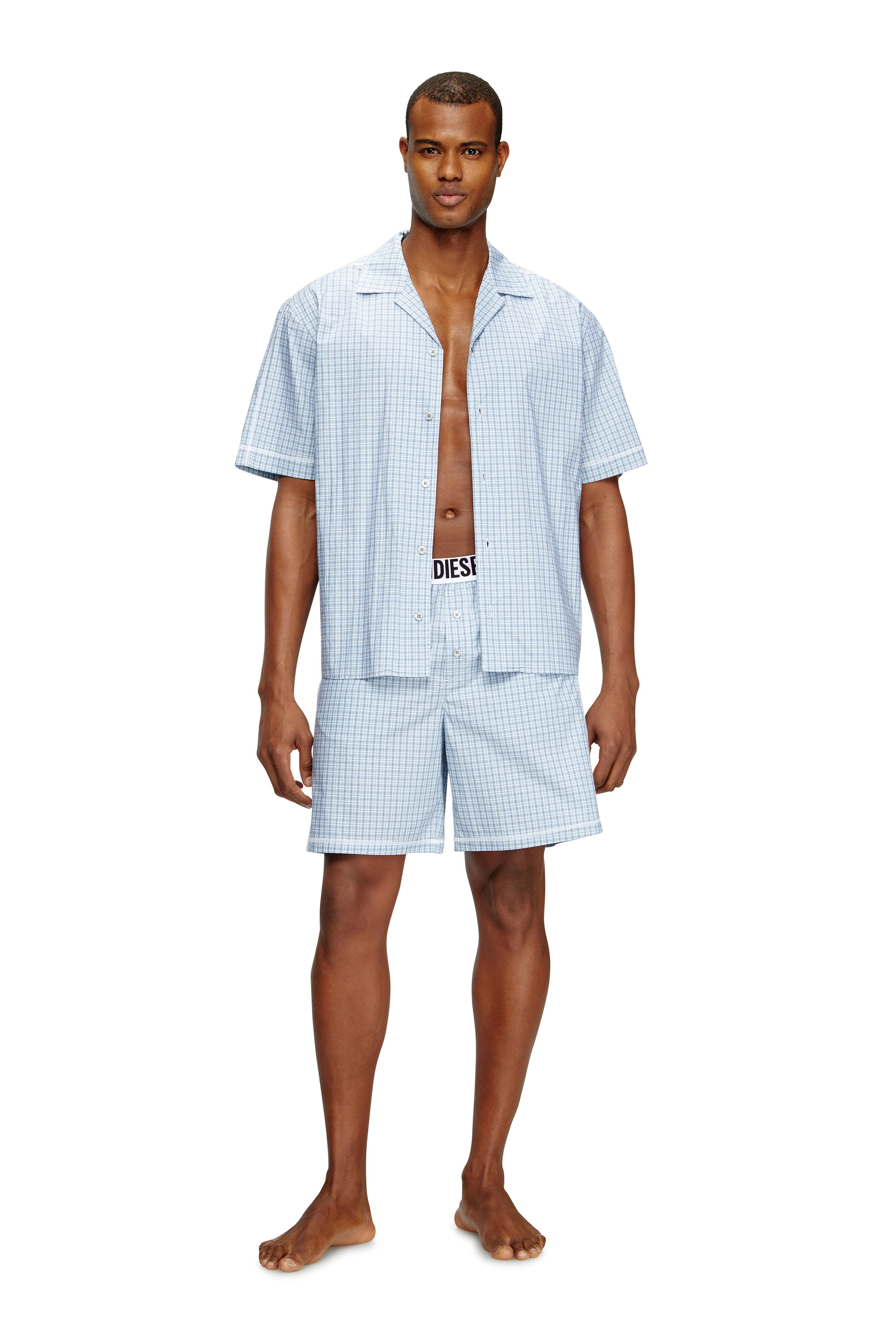Diesel - SET-RAFAEL-D-CORE, Pyjama court en coton à carreaux Homme in Bleu - 1