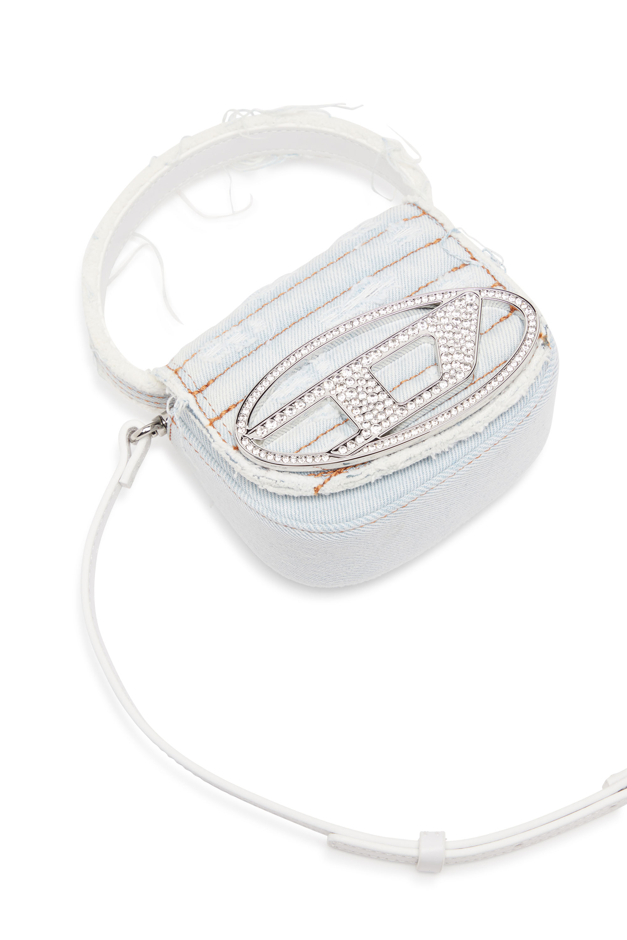 Diesel - 1DR XS, 1DR XS-Mini sac emblématique en denim et cuir Femme in Bleu - 5