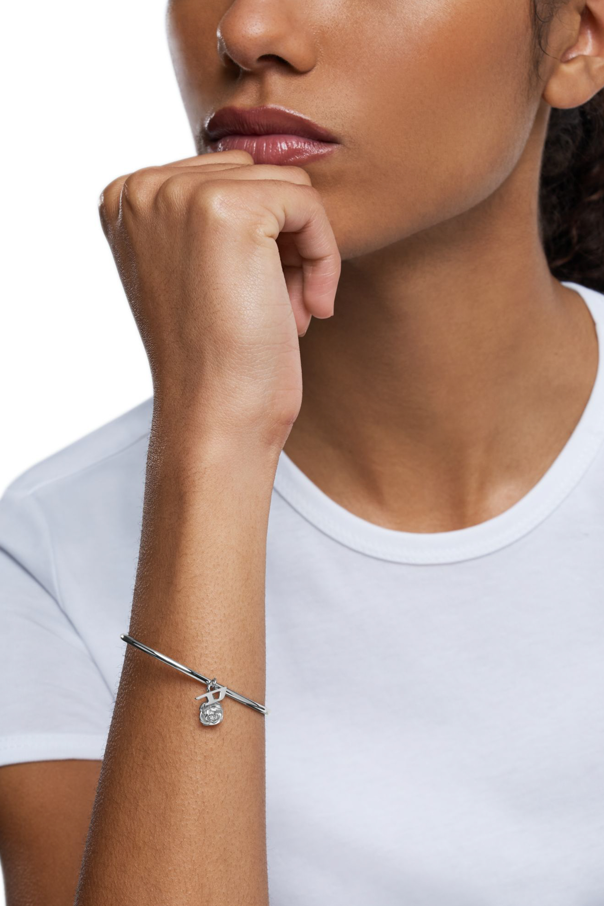 Diesel - DX1620040 JEWELLERY, Bracelet jonc avec breloques en acier inoxydable Mixte in Gris argenté - 3