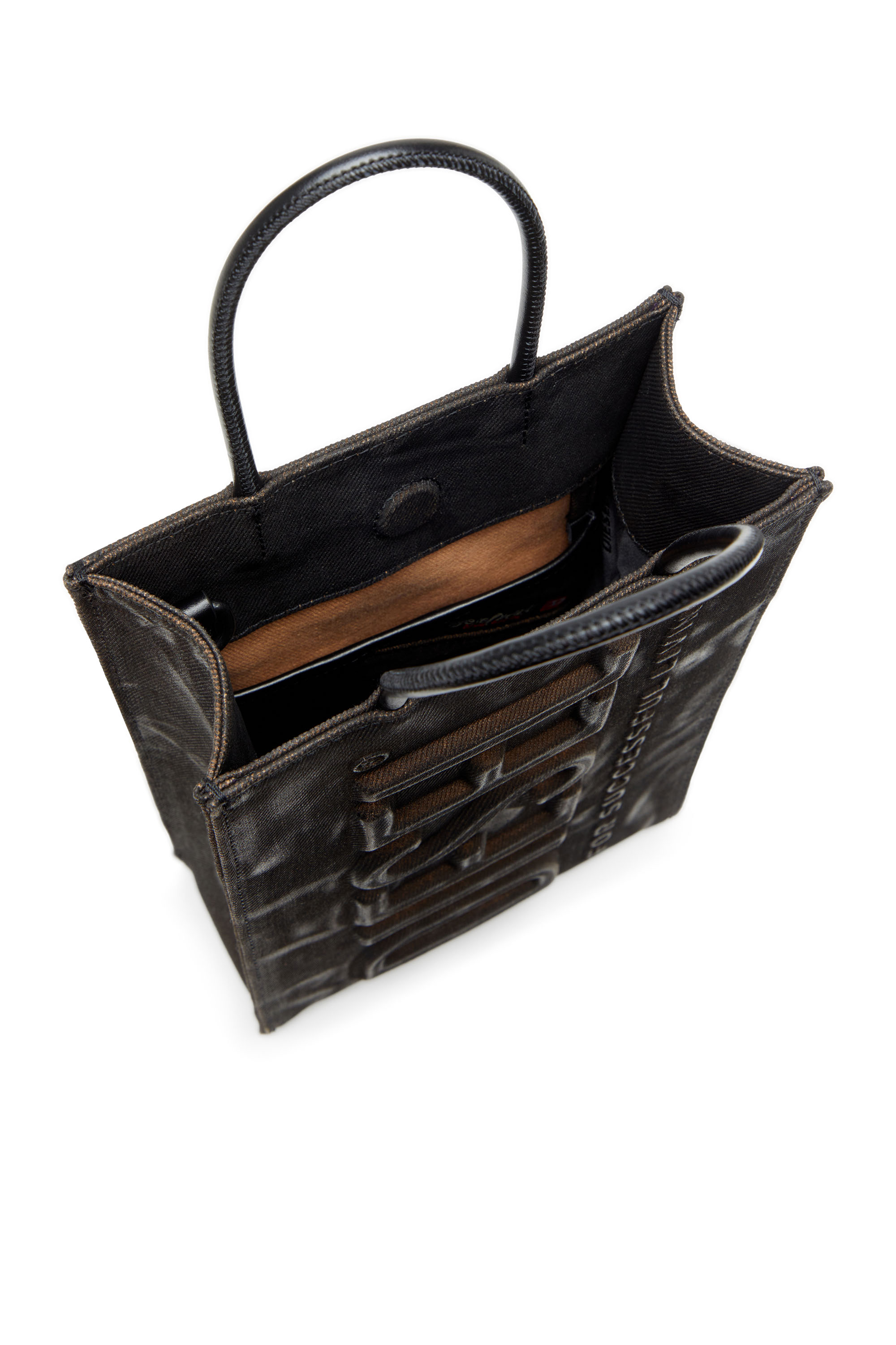 Diesel - LES SHOPPERS SHOPPER M X, Sac tote en denim floqué enduit Homme in Noir - 4