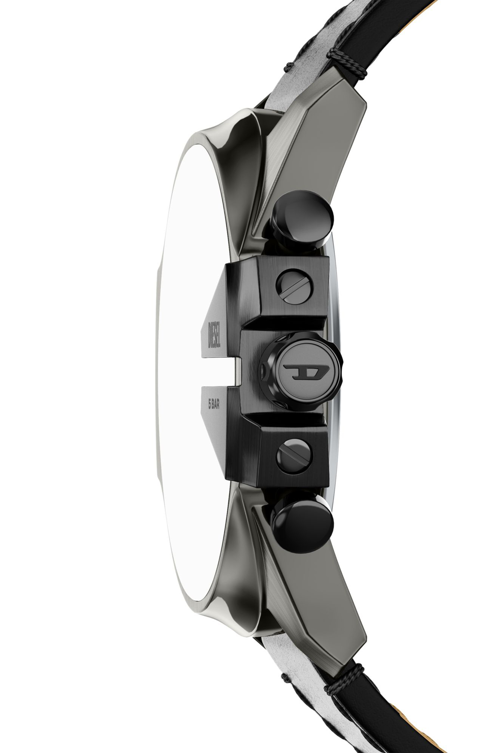 Diesel - DZ4714 WATCH, Montre Mega Chief Slim en cuir noir Homme in Noir - 3
