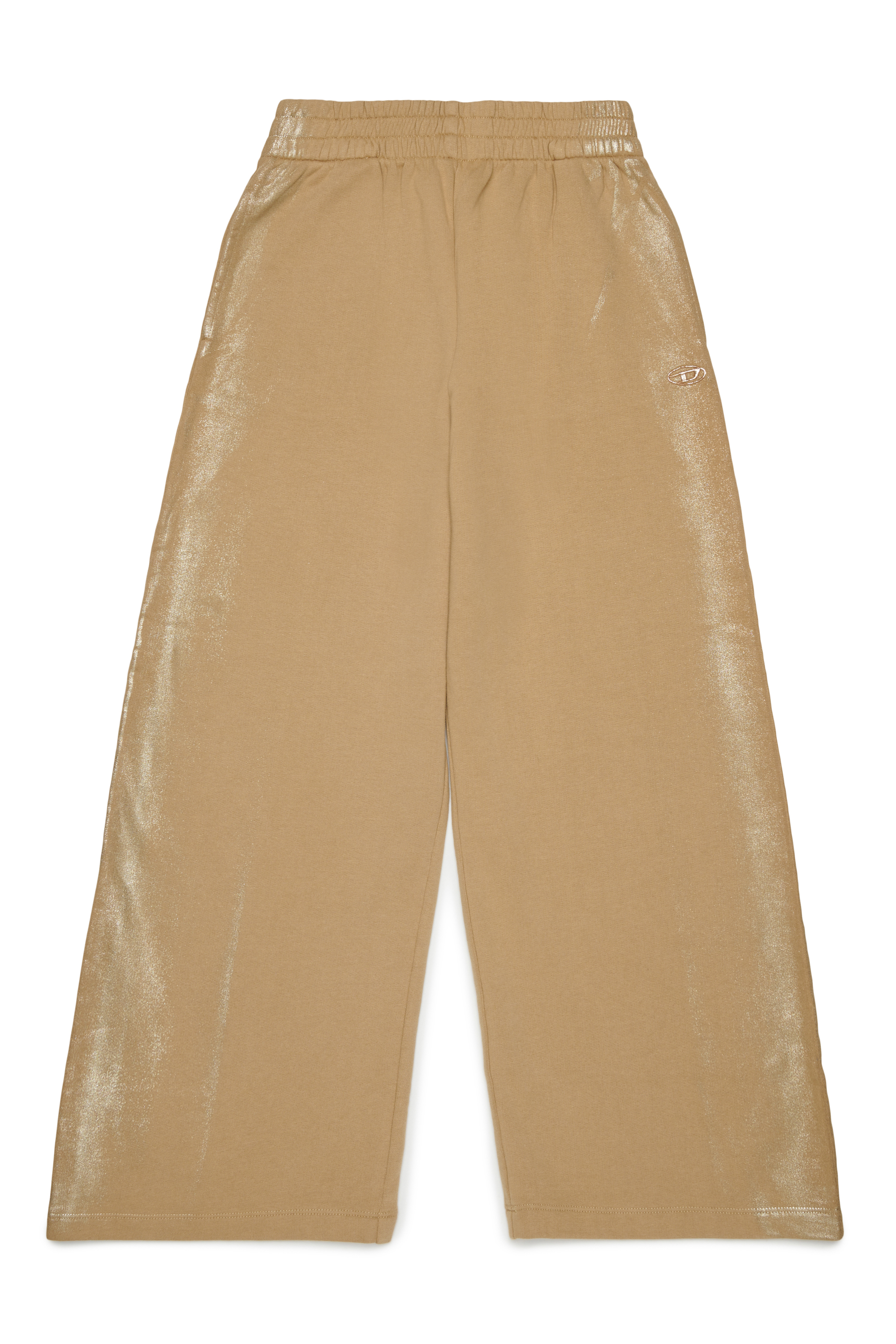 Diesel - PAELIC, Pantalon sweat wide leg effet m&eacute;tallis&eacute; Femme in Marron - 1