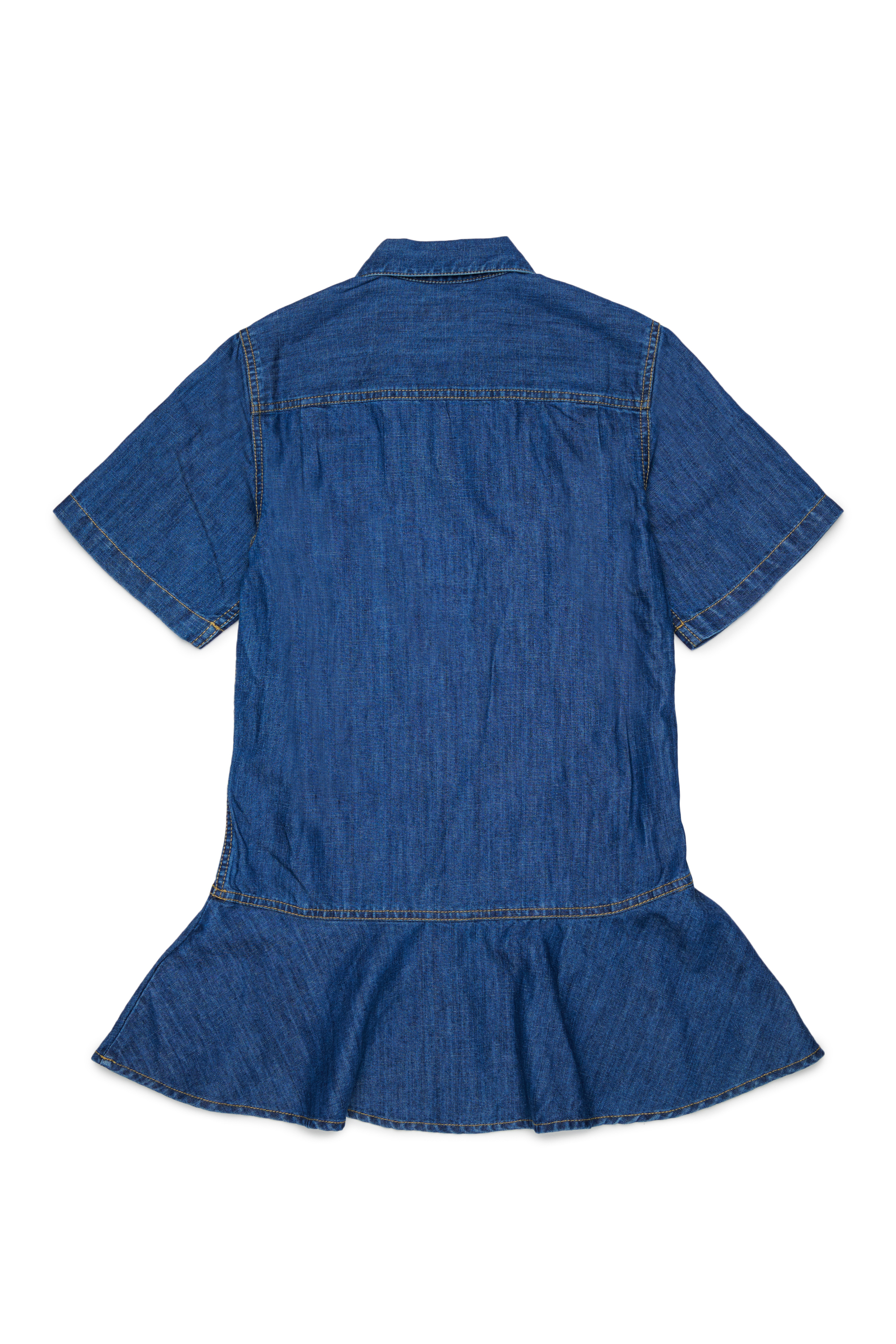 Diesel - DARYL, Robe-chemise en denim &agrave; base volant&eacute;e Femme in Bleu - 2