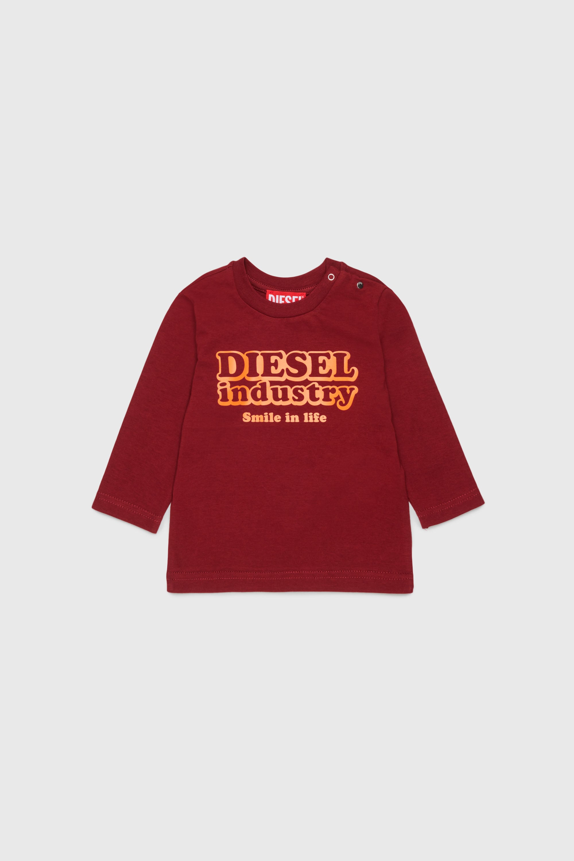 Diesel - TLODIMB, T-shirt &agrave; manches longues avec imprim&eacute; Diesel Industry Homme in Rouge - 1