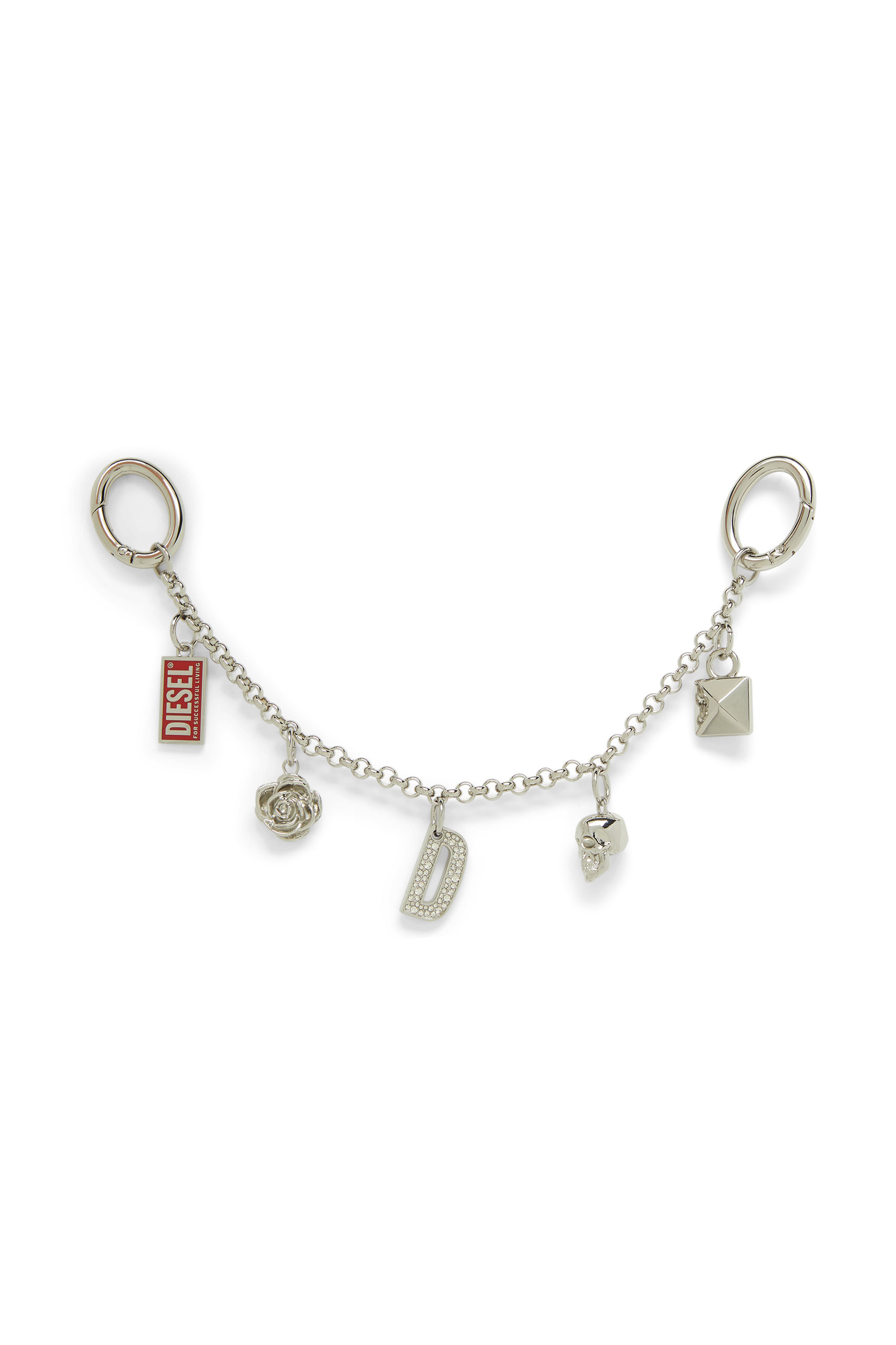 Diesel - CHAIN-D II S, Cha&icirc;ne en m&eacute;tal avec pendentifs iconiques Femme in Gris argent&eacute; - 1