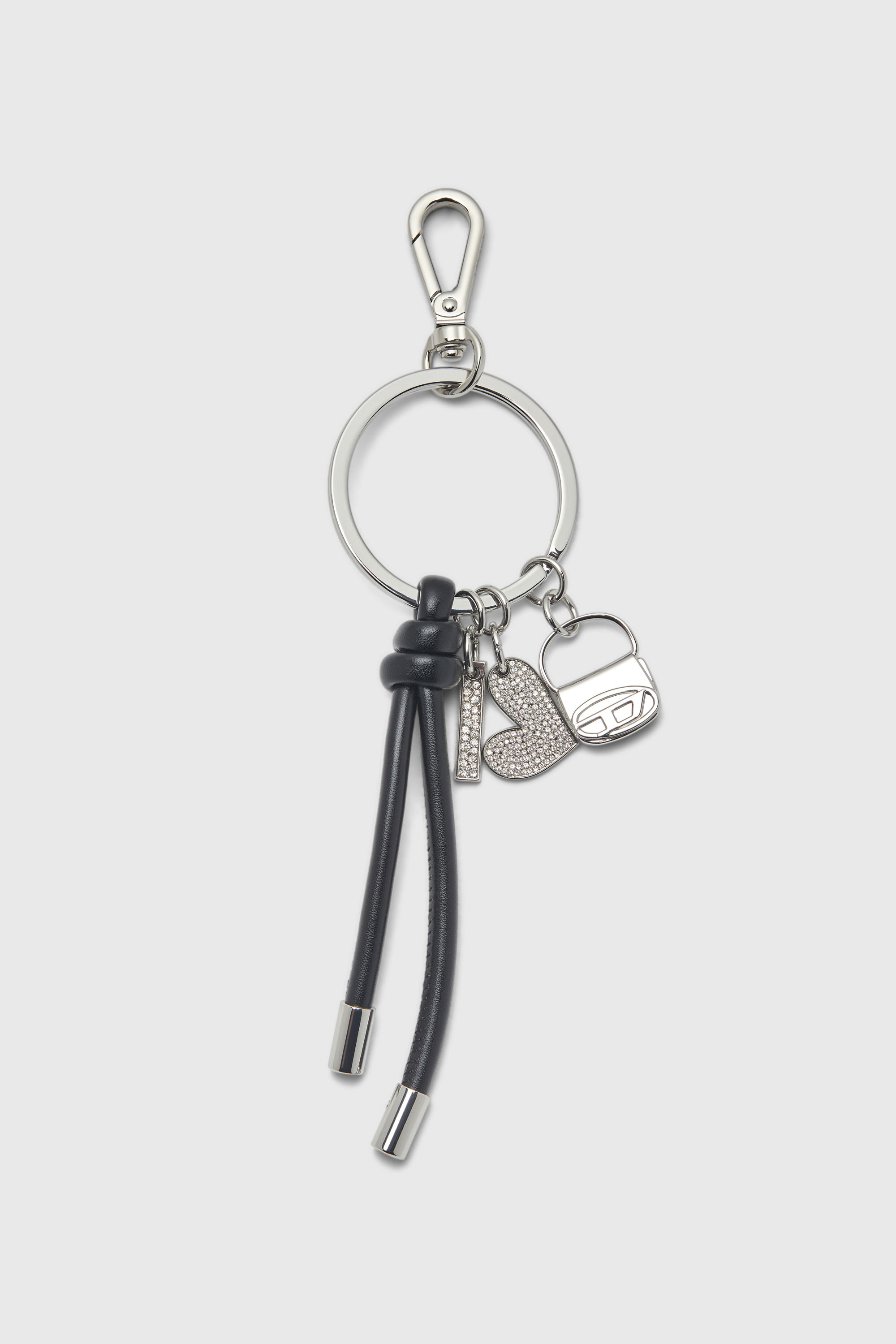 Porte-cl&eacute;s orn&eacute; de pendentifs c&oelig;ur et sac