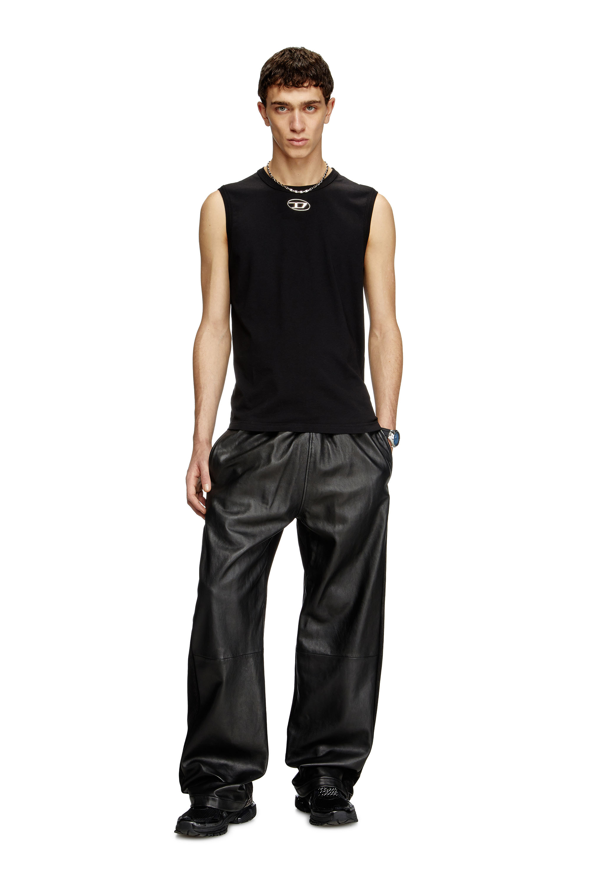 Diesel - T-BISCO-OD, Débardeur avec Oval D métallisé Homme in Noir - 1