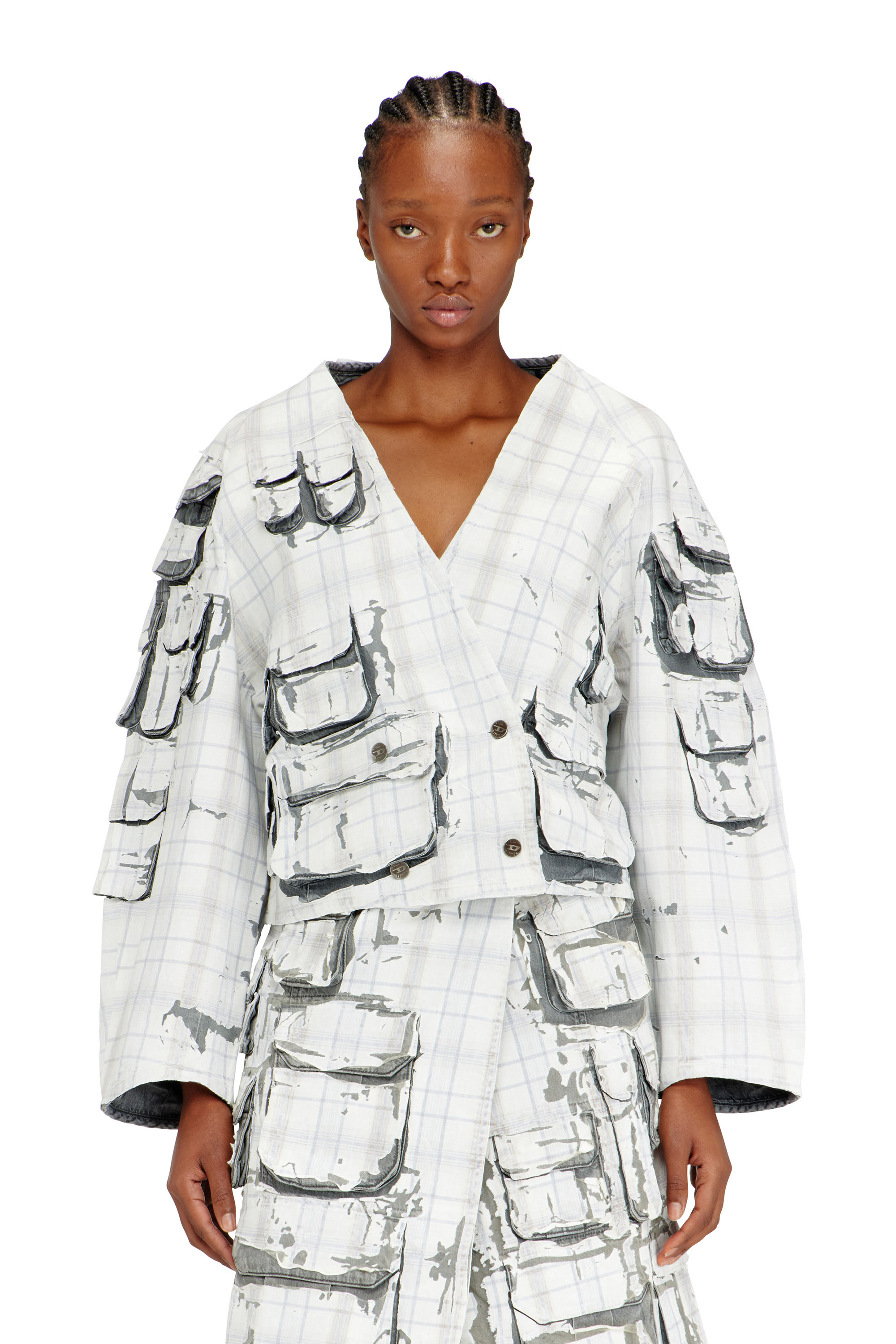 Diesel - DE-TALBAR-FSI, Veste en jean style cardigan avec effet pelable Femme in ToBeDefined - 1