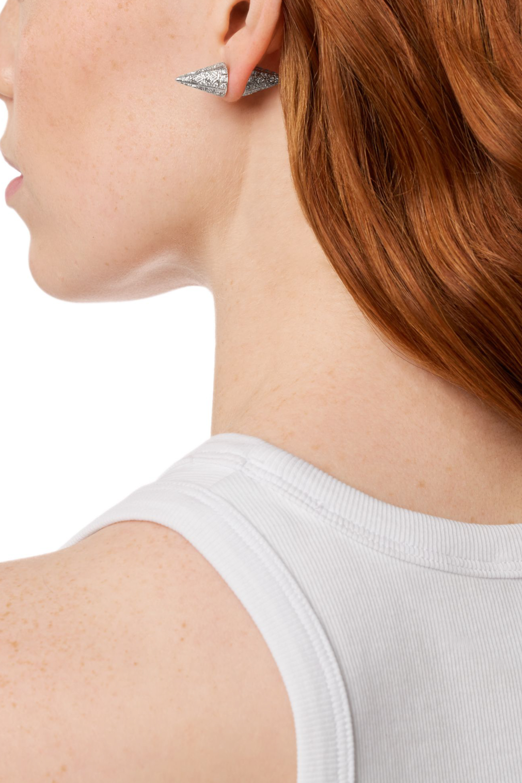 Diesel - DX1658040 JEWELLERY, Boucles d'oreilles clous en laiton ton argent&eacute; Mixte in Gris argent&eacute; - 3