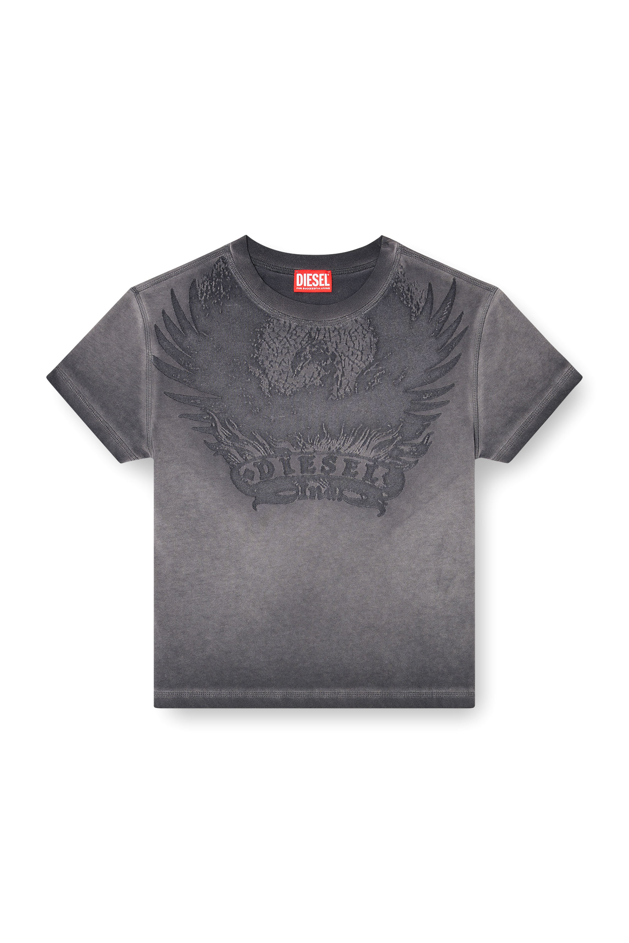 Diesel - T-ILA-AA7, T-shirt slim avec d&eacute;vor&eacute; Phoenix Femme in Gris - 3