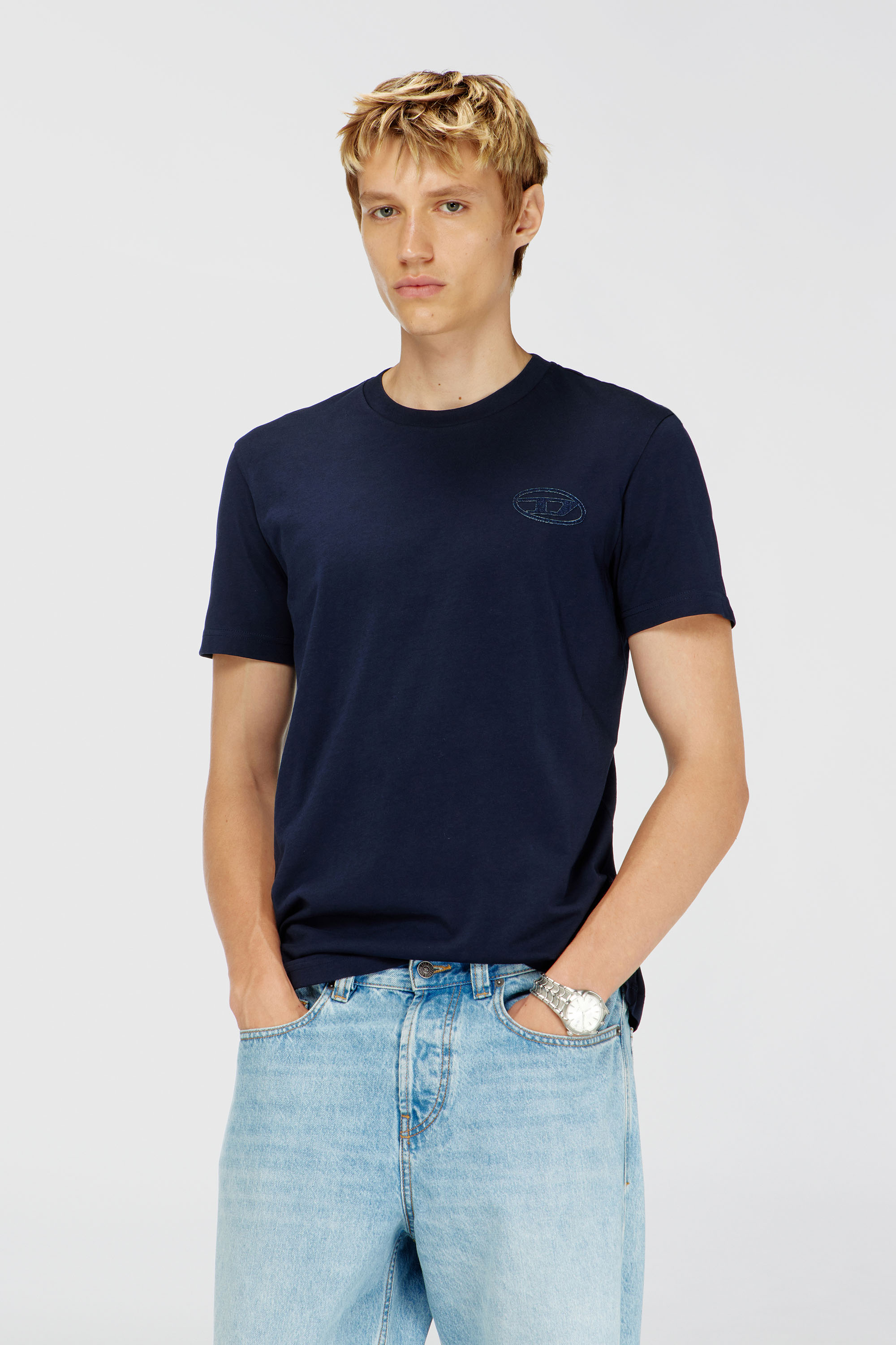 Diesel - T-DIEGO-T92, Man's Cotton T-shirt with Oval D logo in Blue - 1