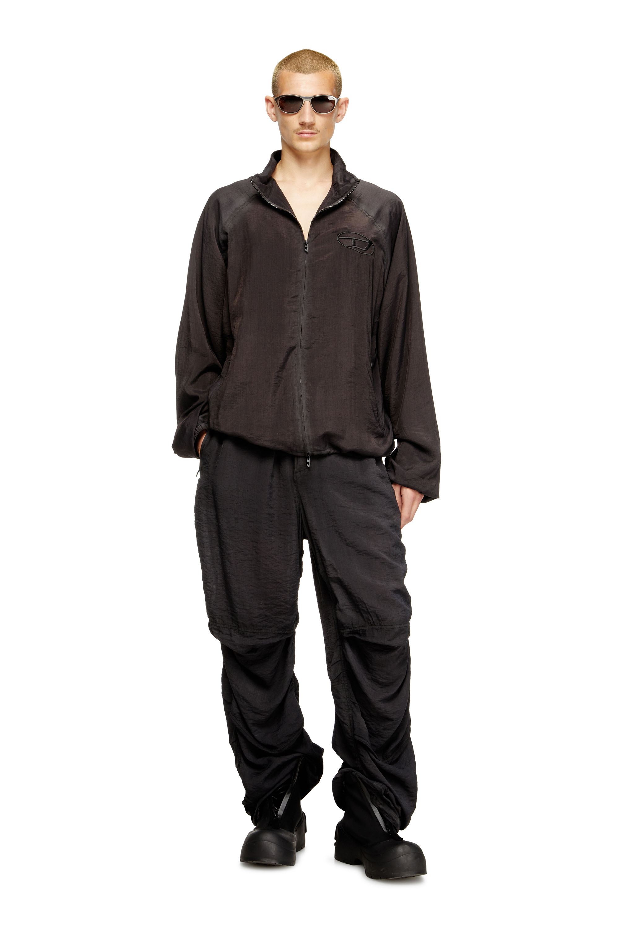 Diesel - J-HENRI-SOUVENIR, Veste de survêtement brodée style souvenir Homme in Gris - 1