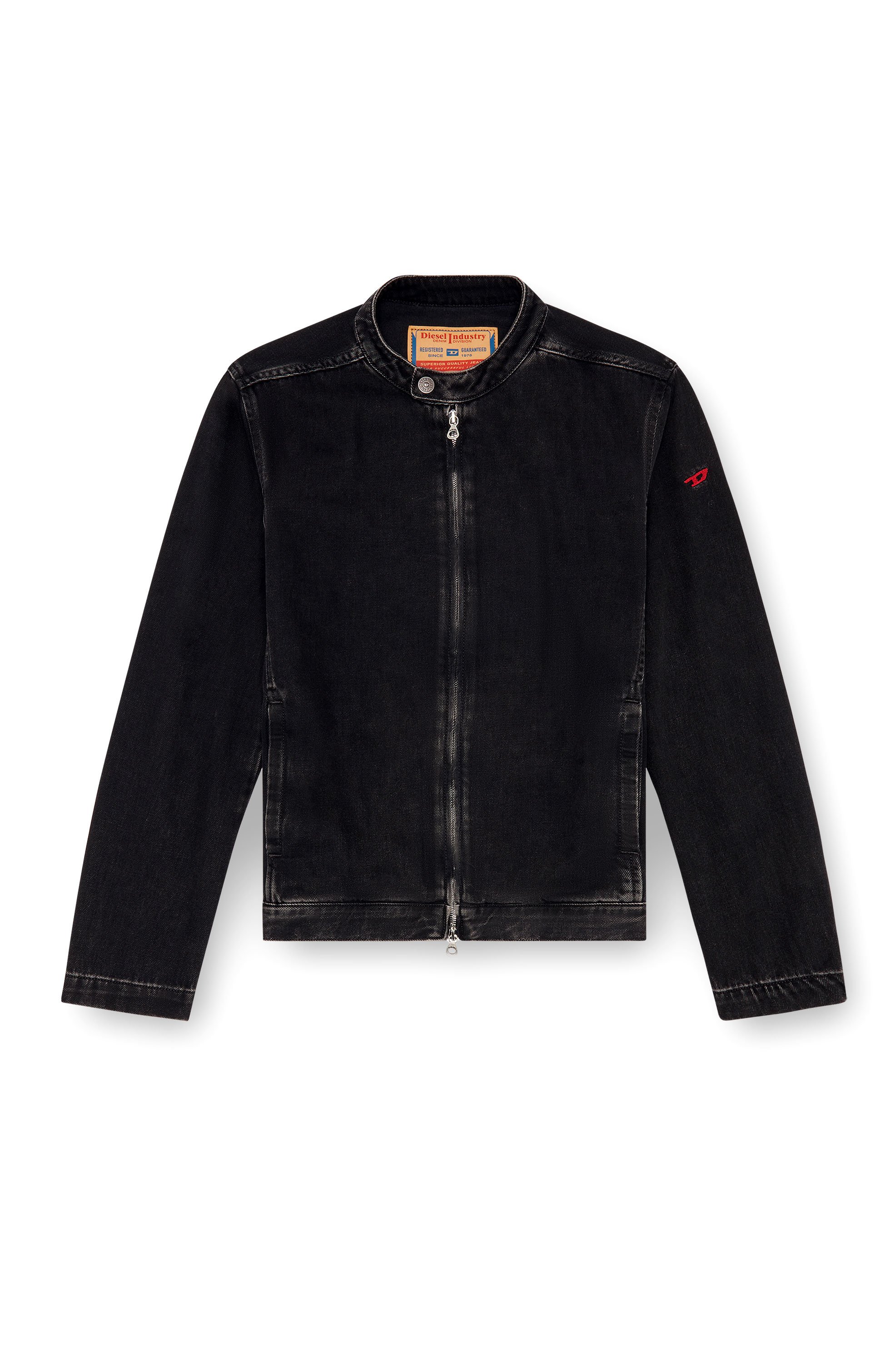 Diesel - D-GLORY, Veste moto en denim délavé Homme in Noir - 3