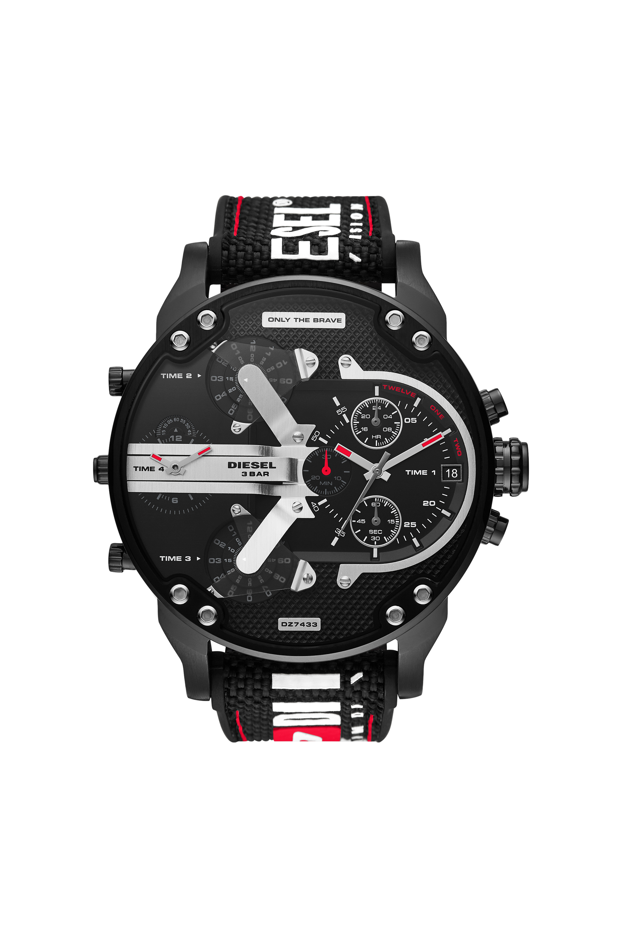 Diesel - DZ7433, Montre Mr.&nbsp;Daddy&nbsp;2.0 chronographe en silicone et nylon noir Homme in Noir - 1