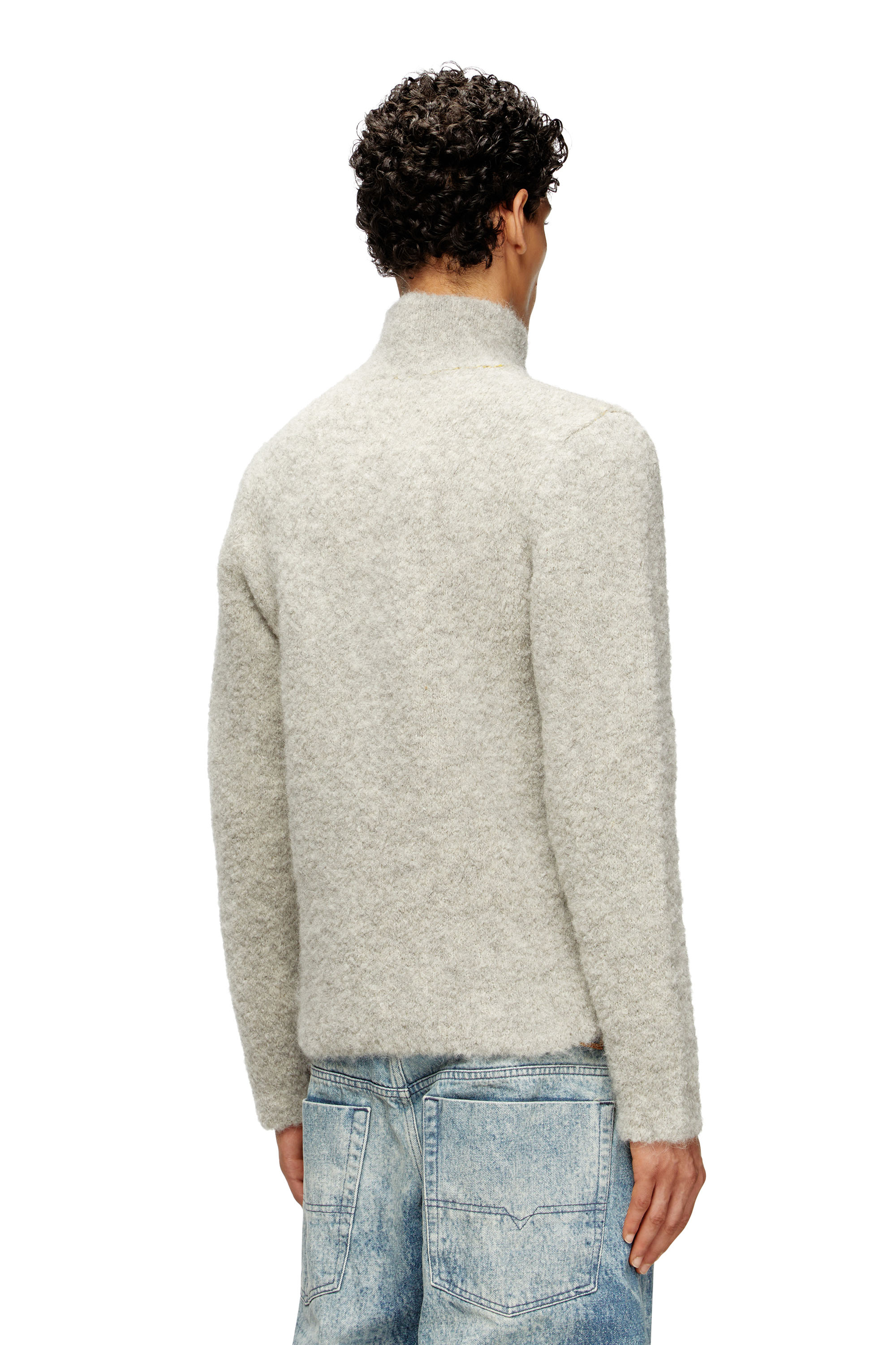 Diesel - K-ELLER, Pull demi-zippé avec intérieur contrasté Homme in Gris - 4