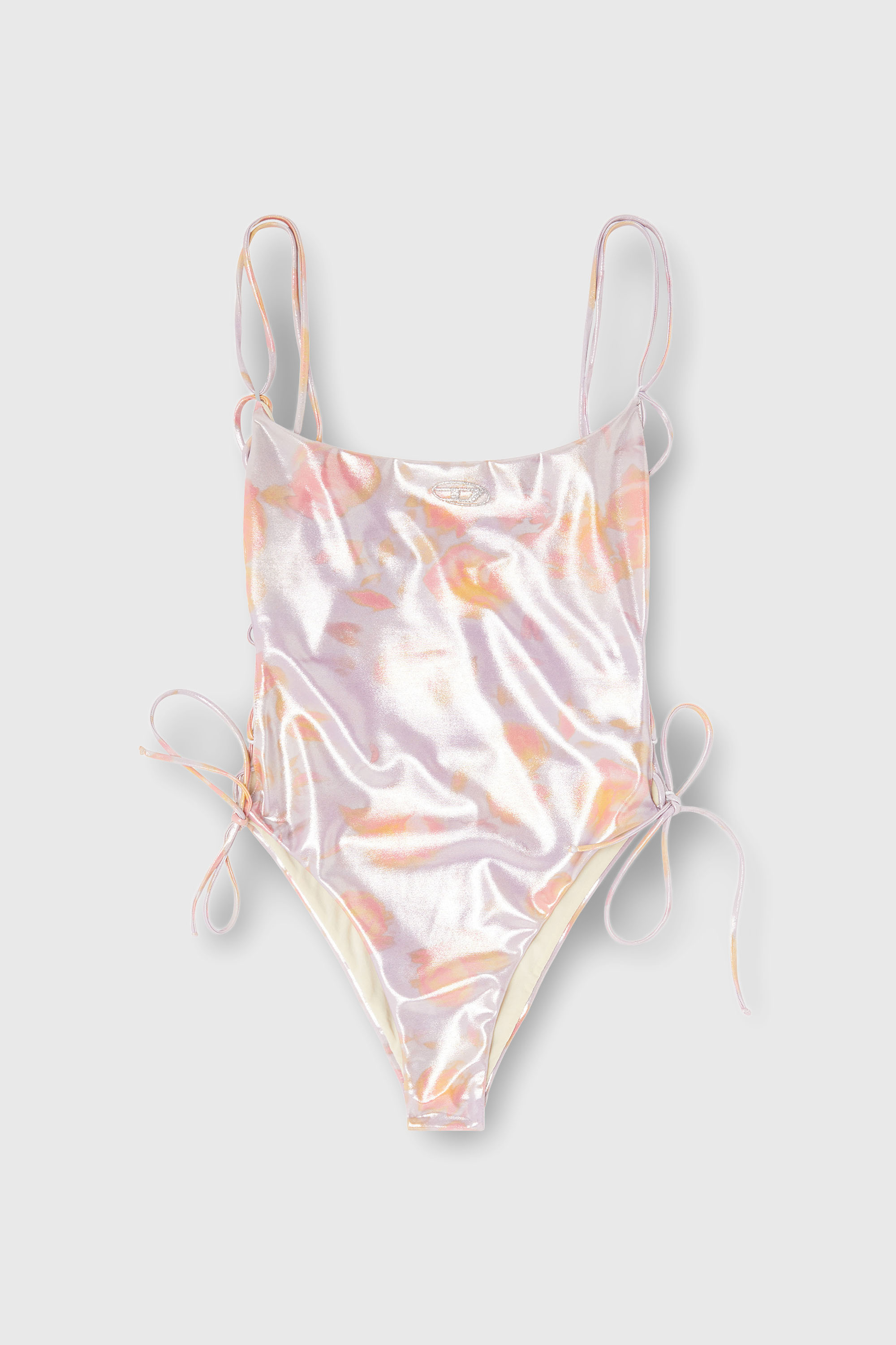Diesel - REGAN-UTLT, Maillot de bain &agrave; lacets motif floral m&eacute;tallis&eacute; Femme in Violet - 4