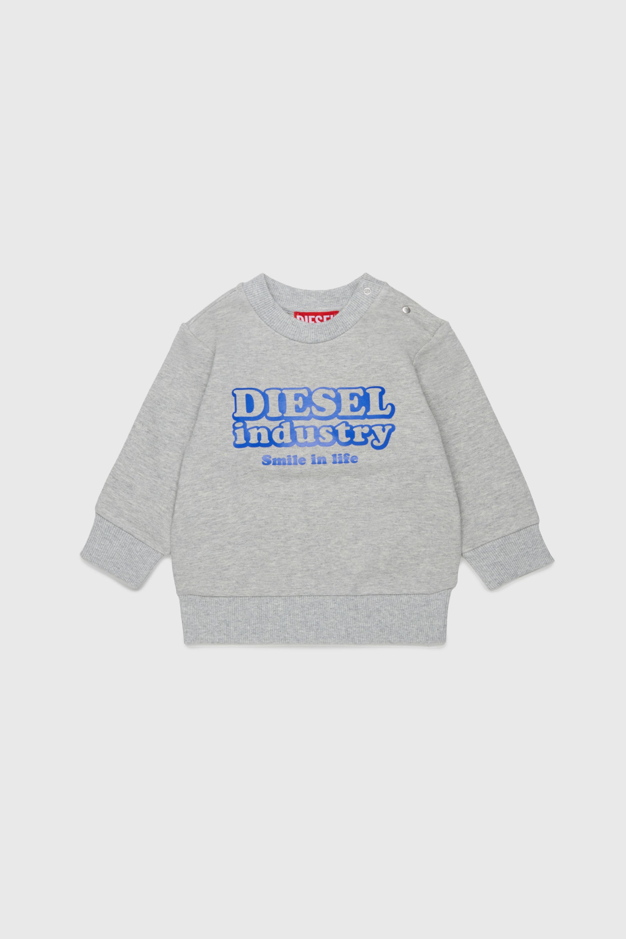 Diesel - SLODIMB, Sweatshirt en coton avec imprim&eacute; Diesel Industry Homme in Gris - 1