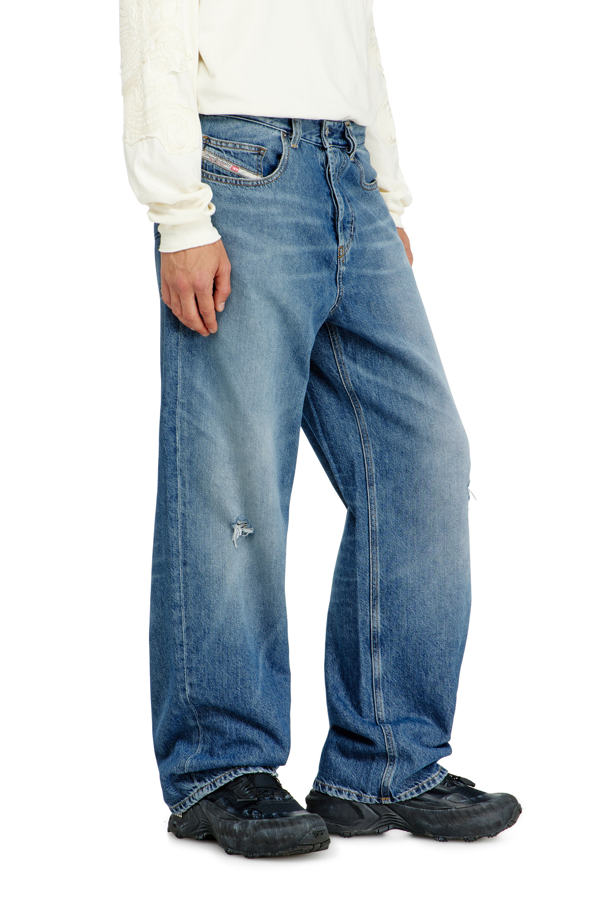 Diesel - Relaxed Jeans 2001 D-Macro 09P61 Homme, Bleu moyen - Image 7