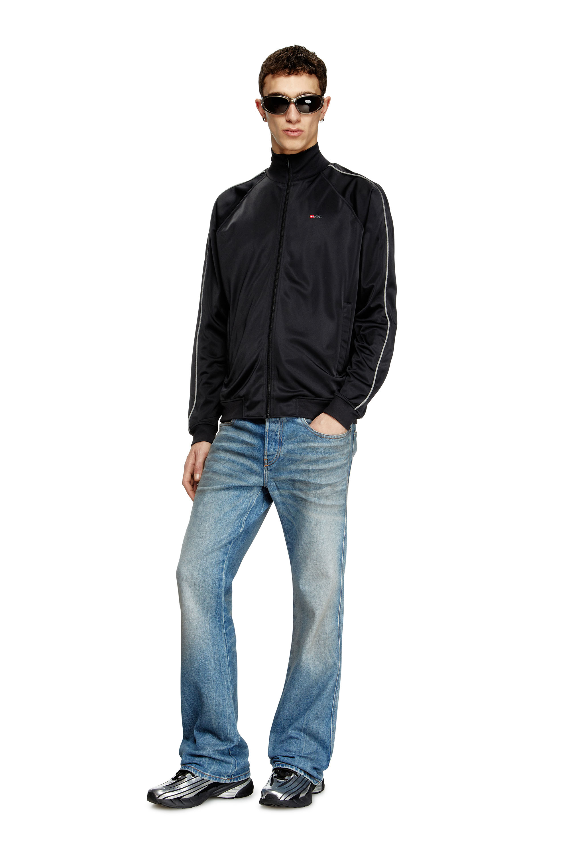 Diesel - S-RARMERO, Veste de survêtement avec micro-logo brodé Homme in Noir - 2