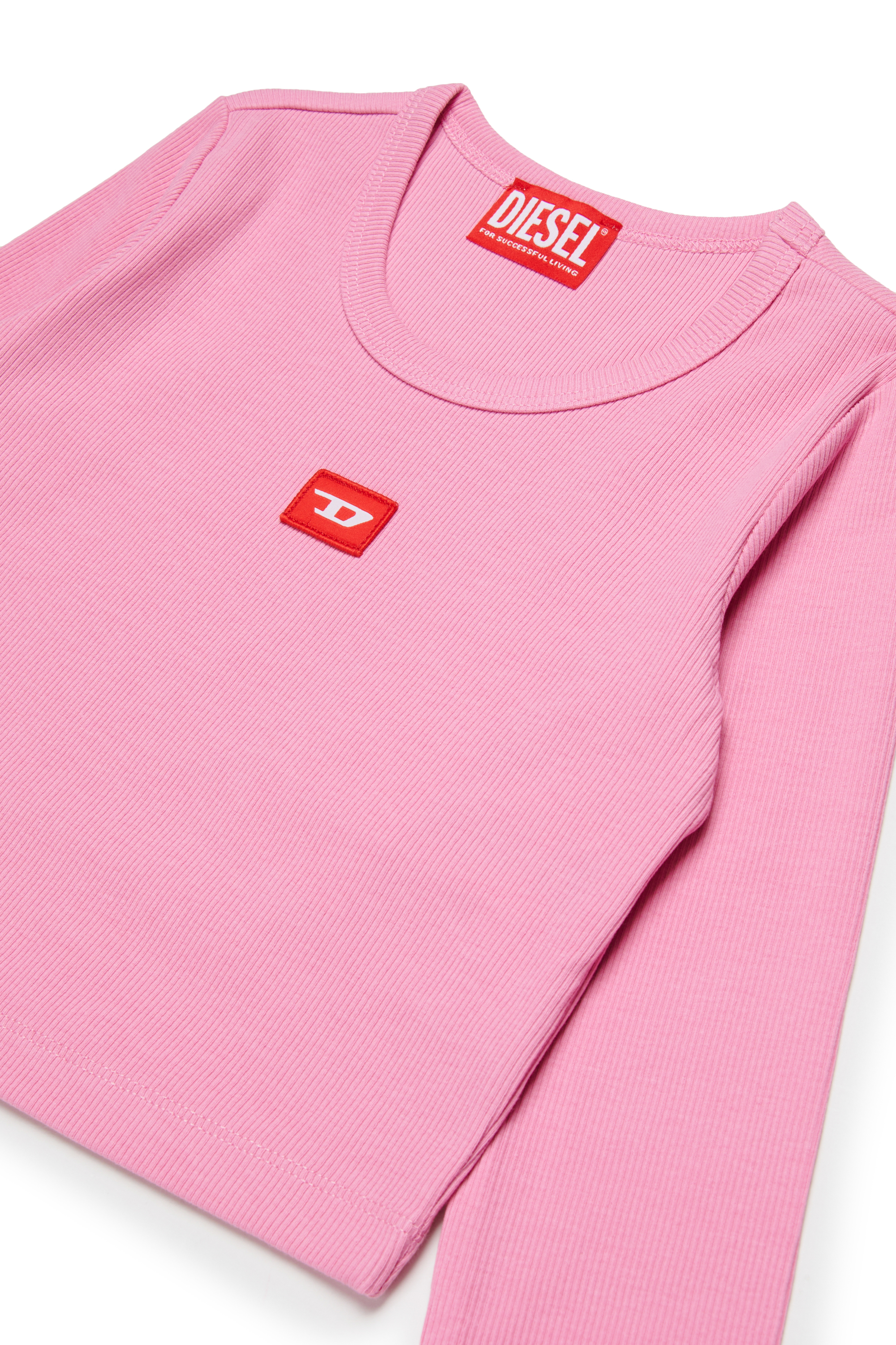 Diesel - TBALLETD, T-shirt en coton avec logo contrasté Femme in Rose - 3