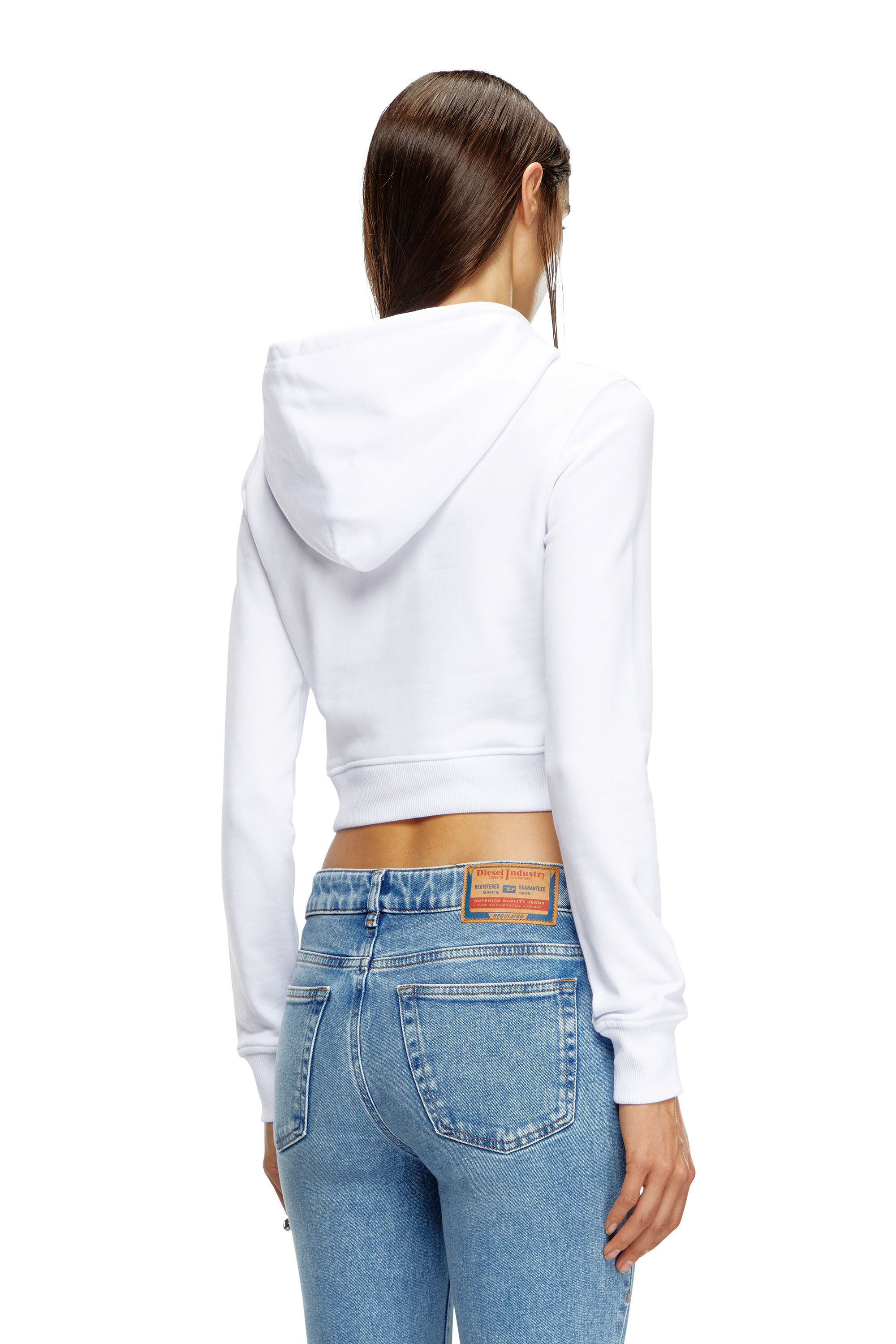 Diesel - F-SLIMMY-HOOD-OD, Femme Sweat-shirt à capuche avec cut-out Oval D in Blanc - Image 4