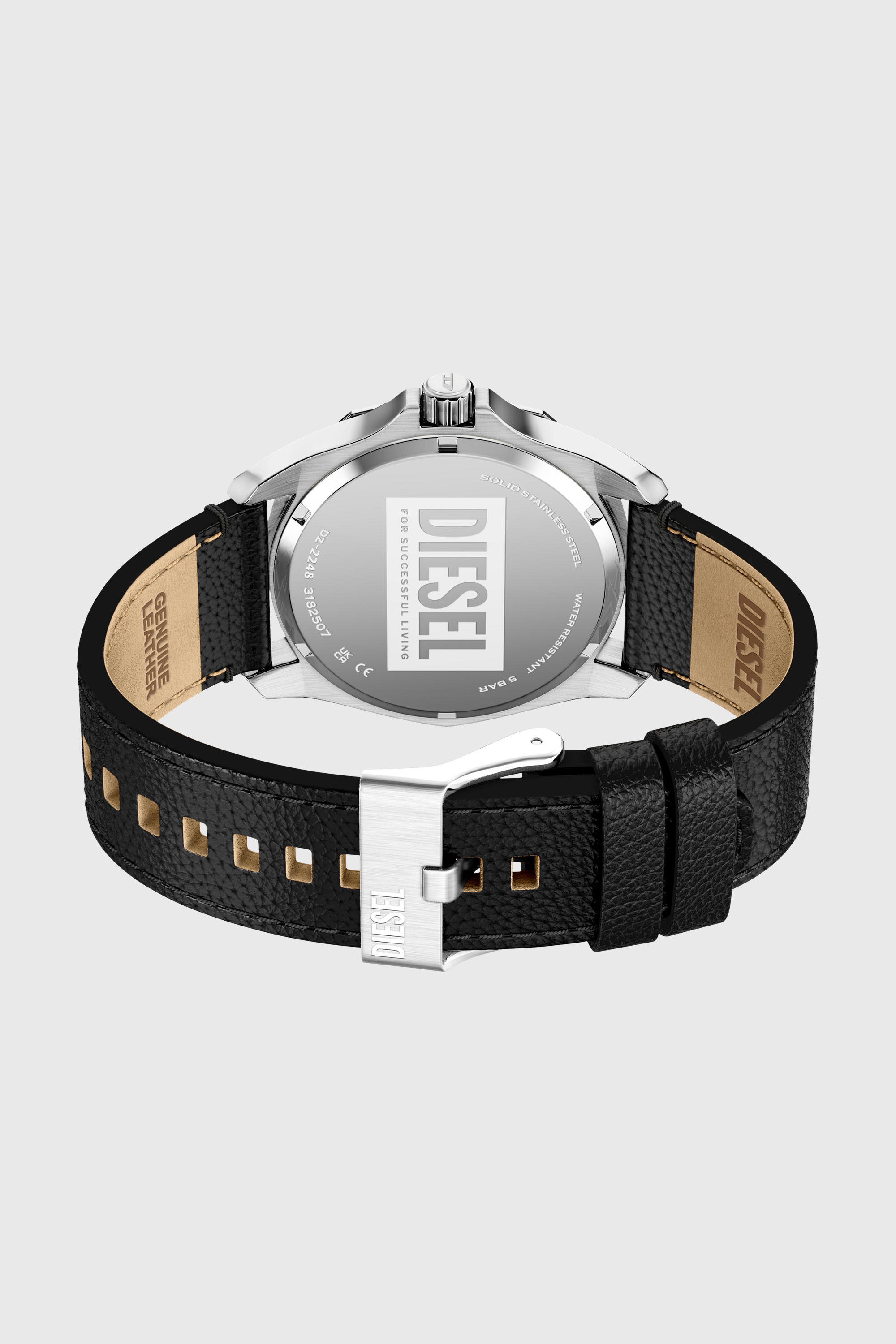 Diesel - DZ2248 WATCH, Montre Stinger avec bracelet en cuir noir Homme in Noir - 4