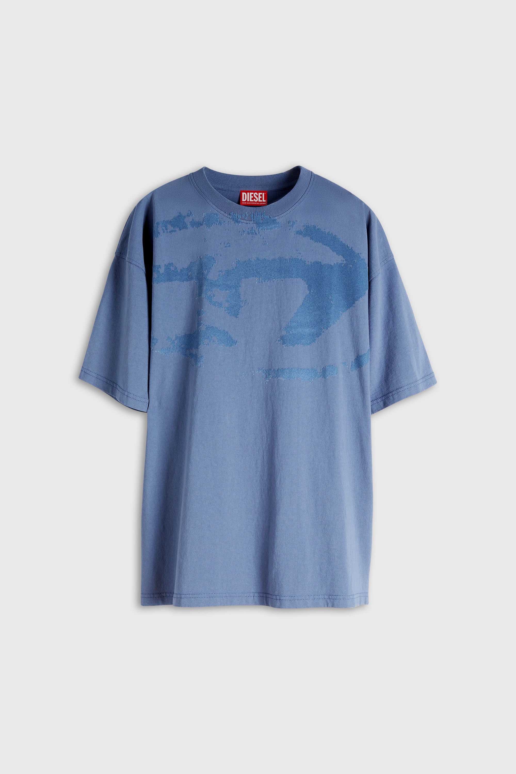 Diesel - T-BOXT-N14, Man's T-shirt with distressed flocked logo in Blue - 2