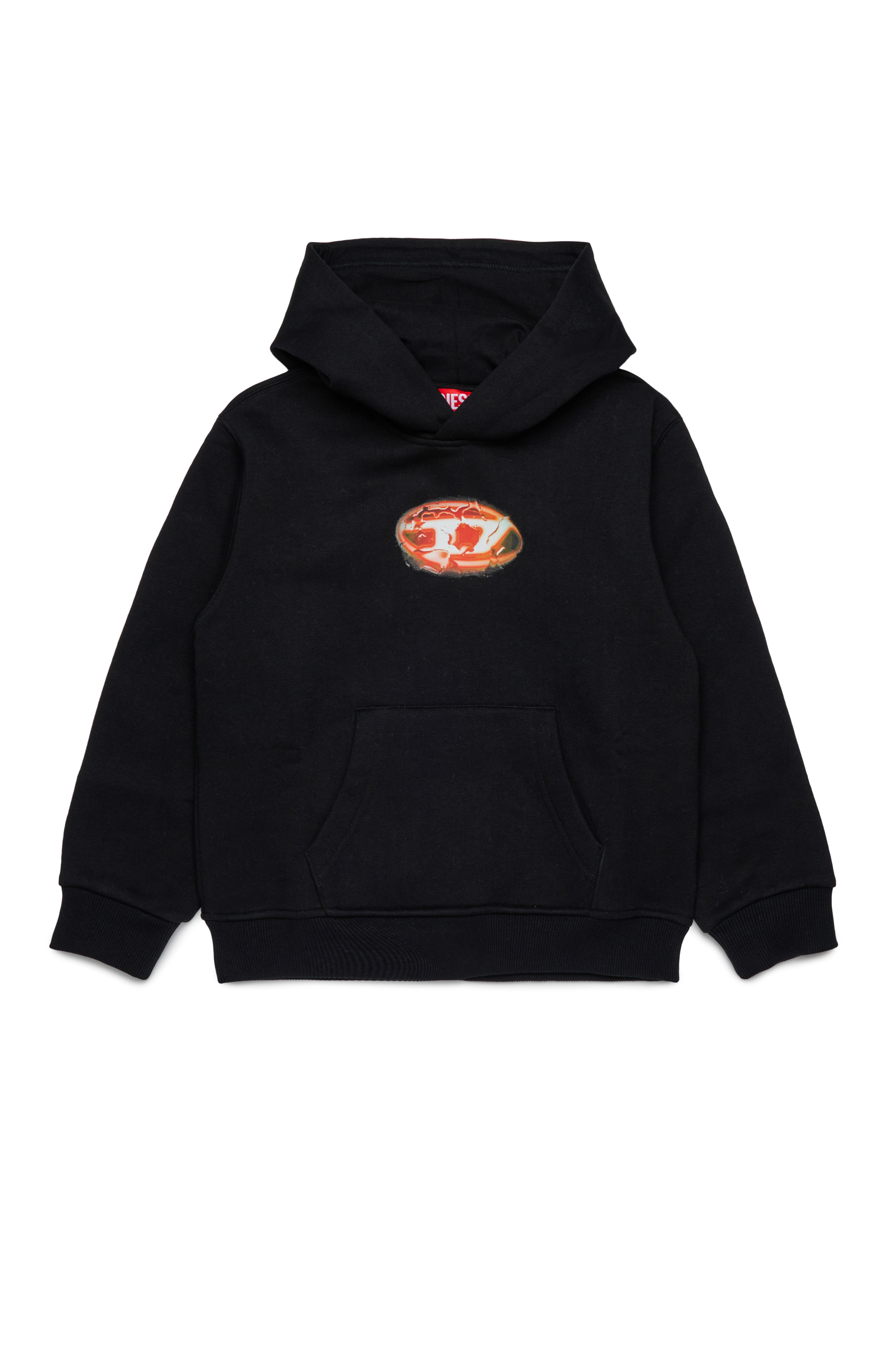 Diesel - SBOXTHOODK3 OVER, Sweat en coton avec poche kangourou Homme in Noir - 1
