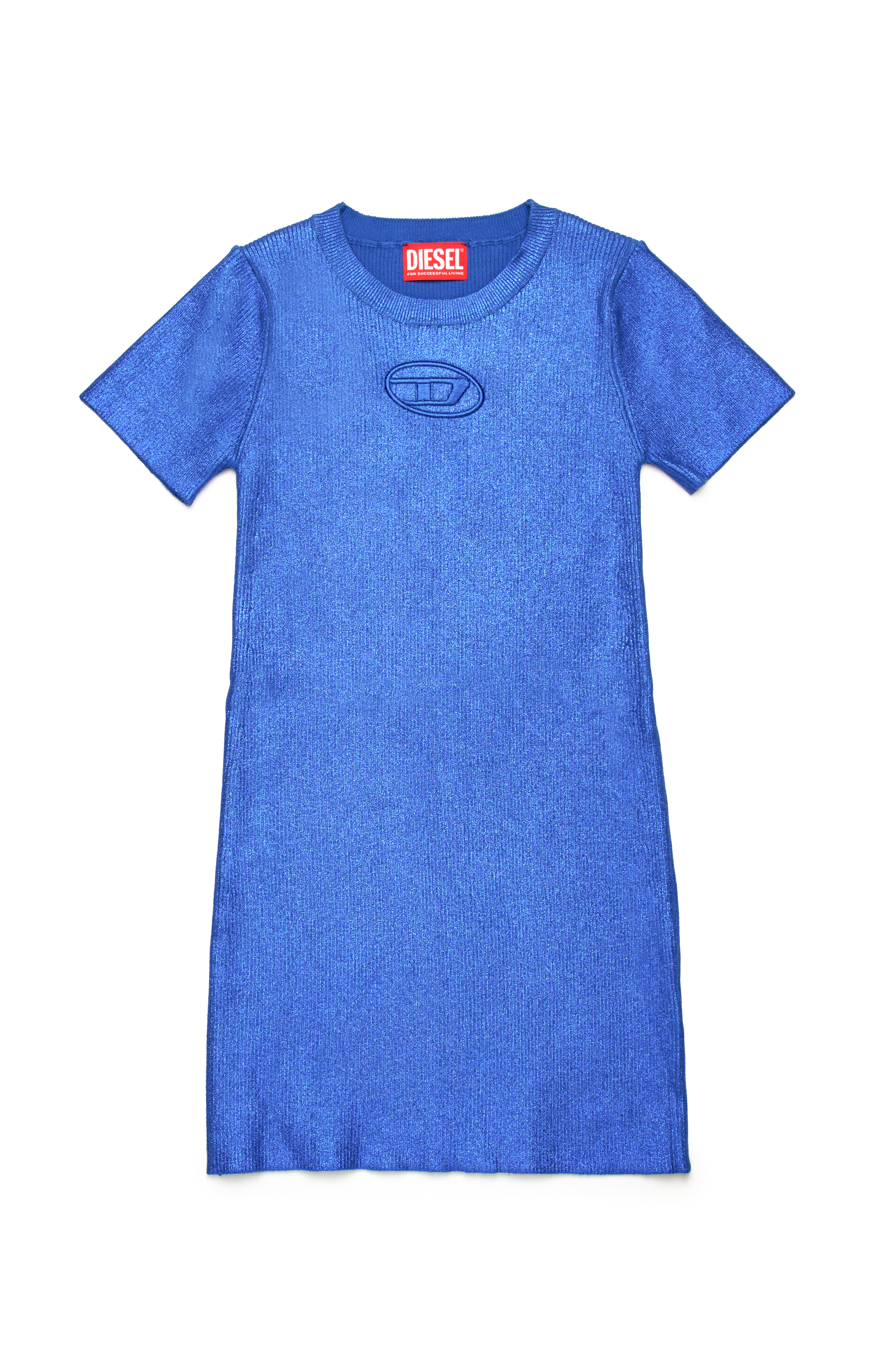 Diesel - DMONERVAX, Robe côtelée métallisée Femme in Bleu - 1