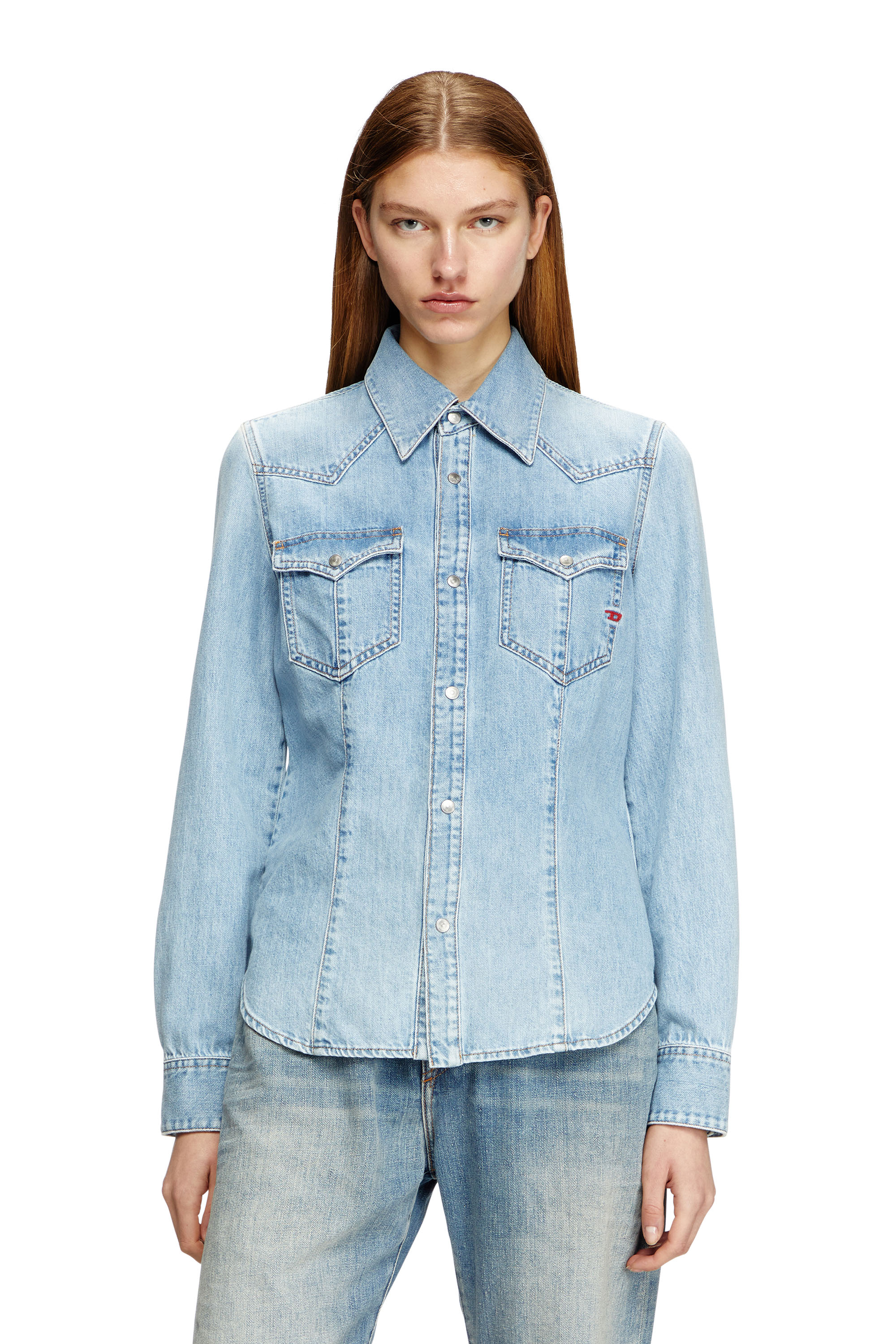 Diesel - DE-WAVES, Chemise western en denim Femme in Bleu - 2