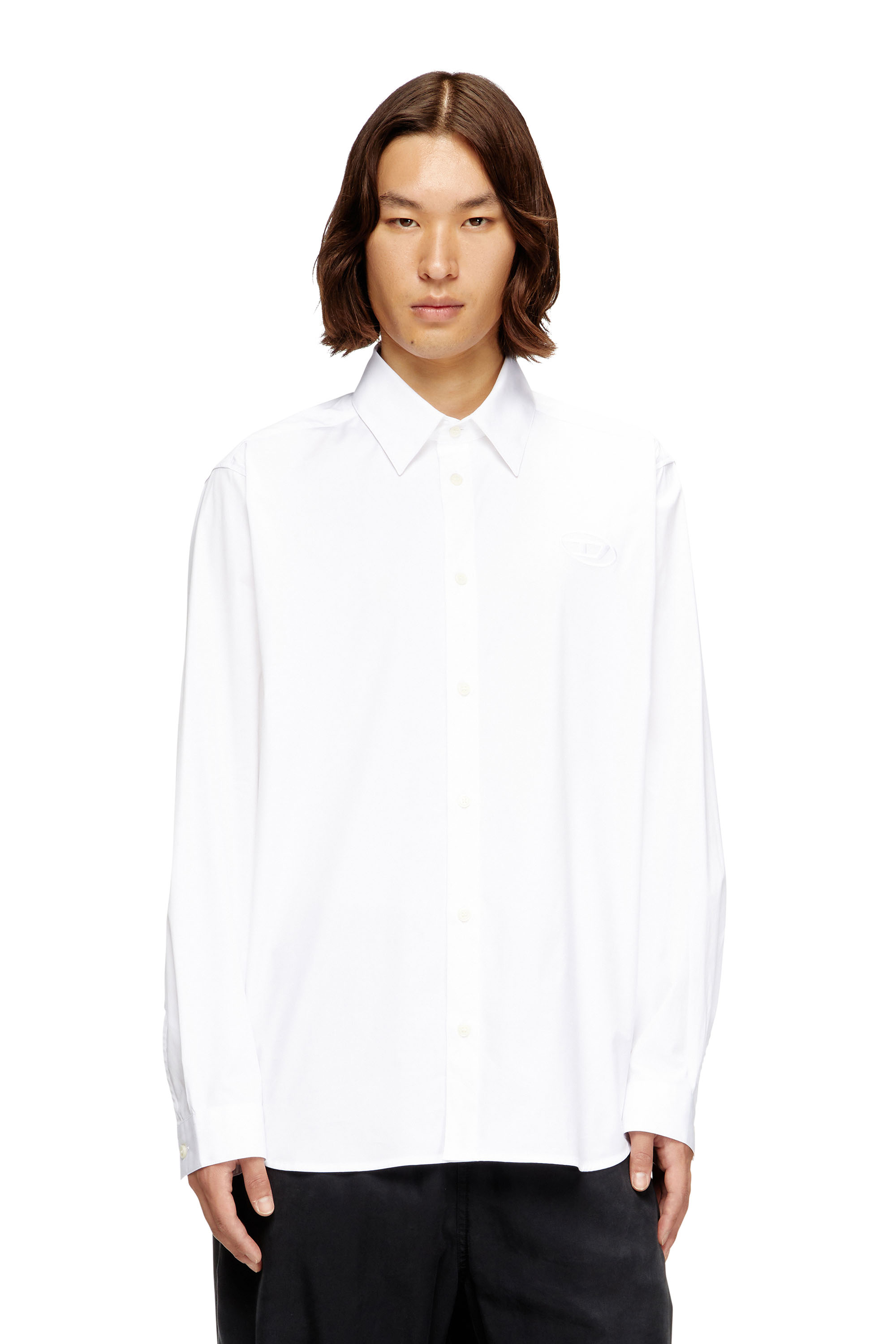 Diesel - S-SIMPLY-GSBH, Chemise en popeline extensible avec broderie Homme in Blanc - 3