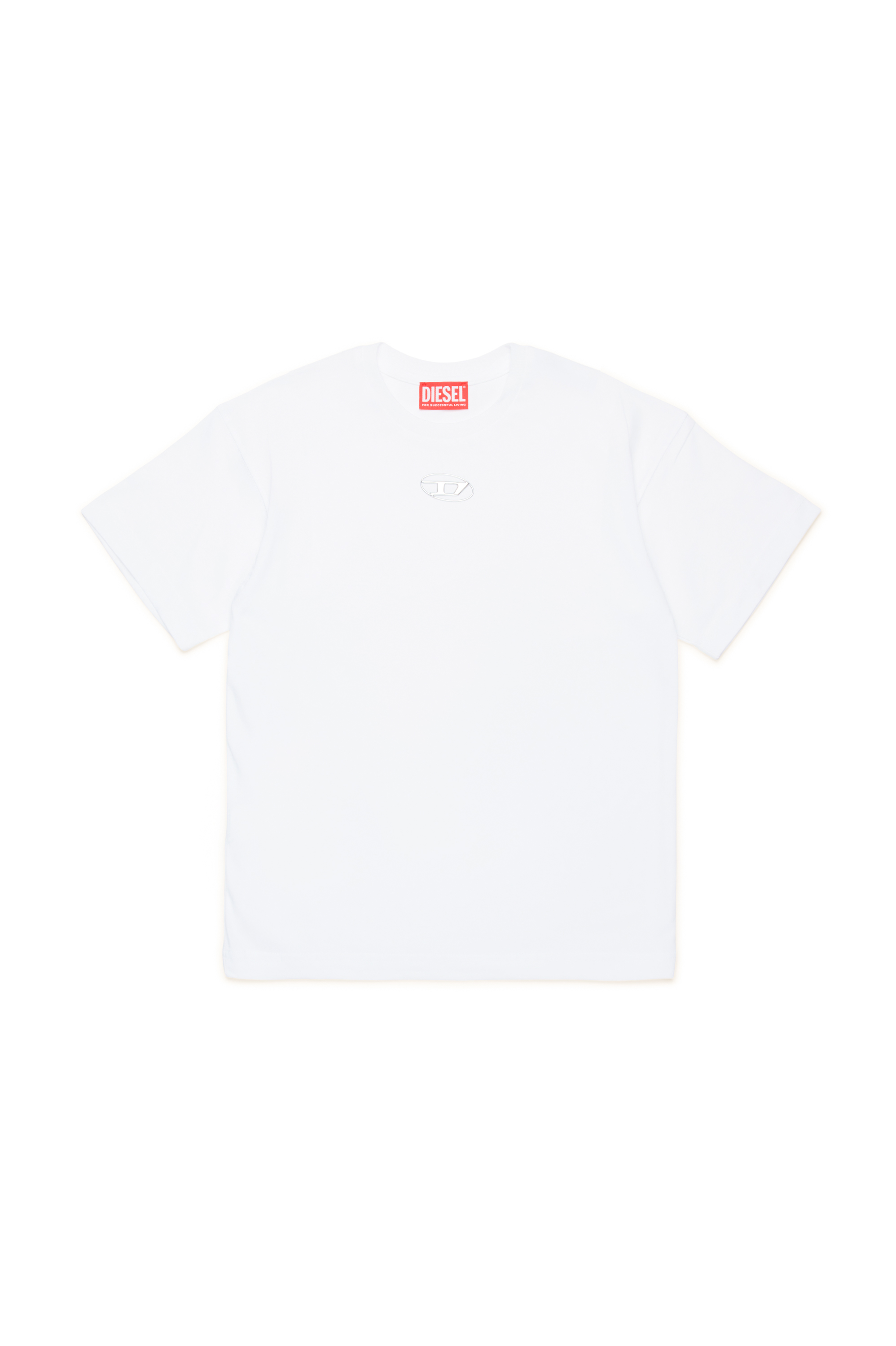 Diesel - TMARCUS OVER, Man T-shirt with metallic Oval D in White - Image 1