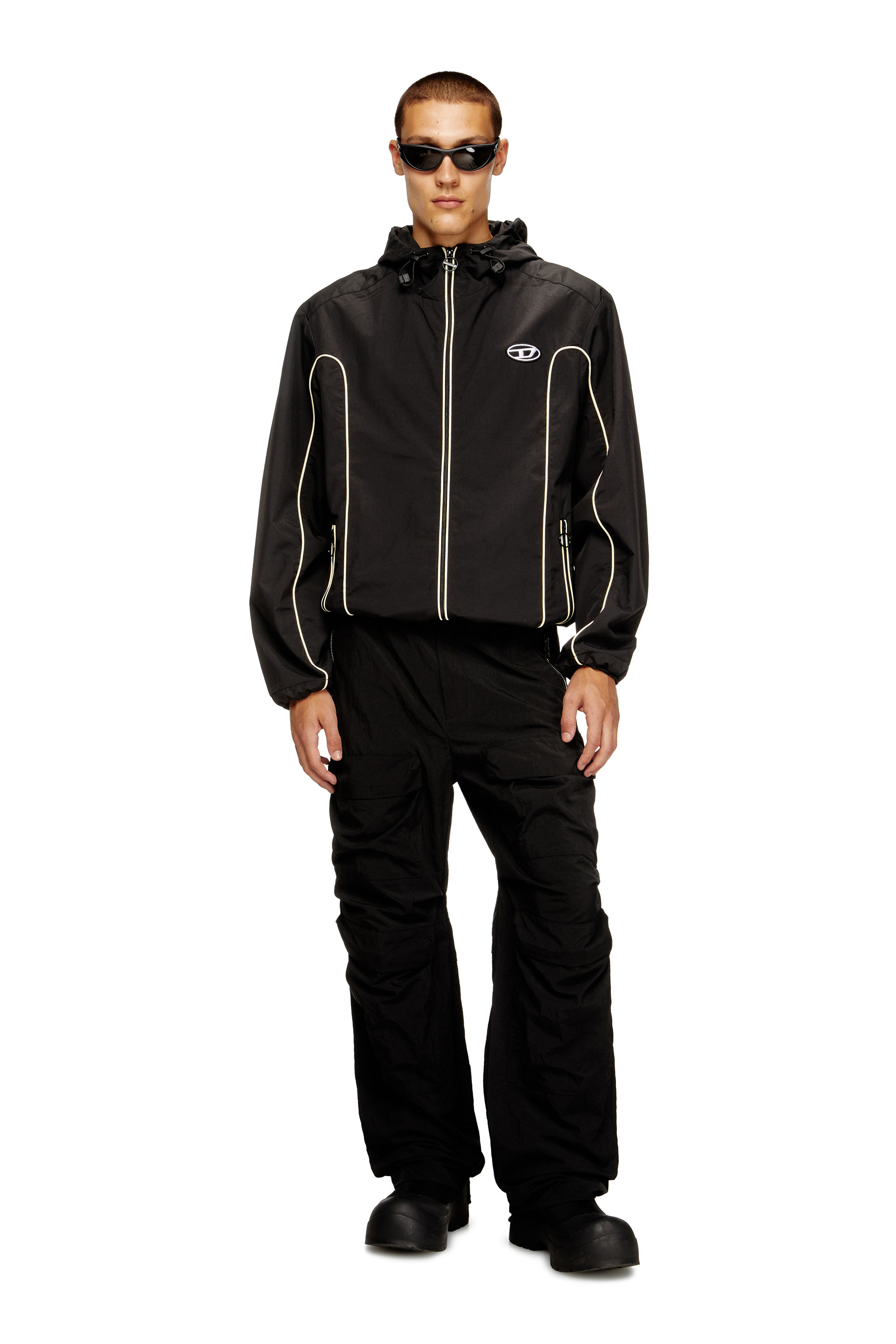 Diesel - J-HIVES, Coupe-vent avec passepoil contrasté Homme in Noir - 2