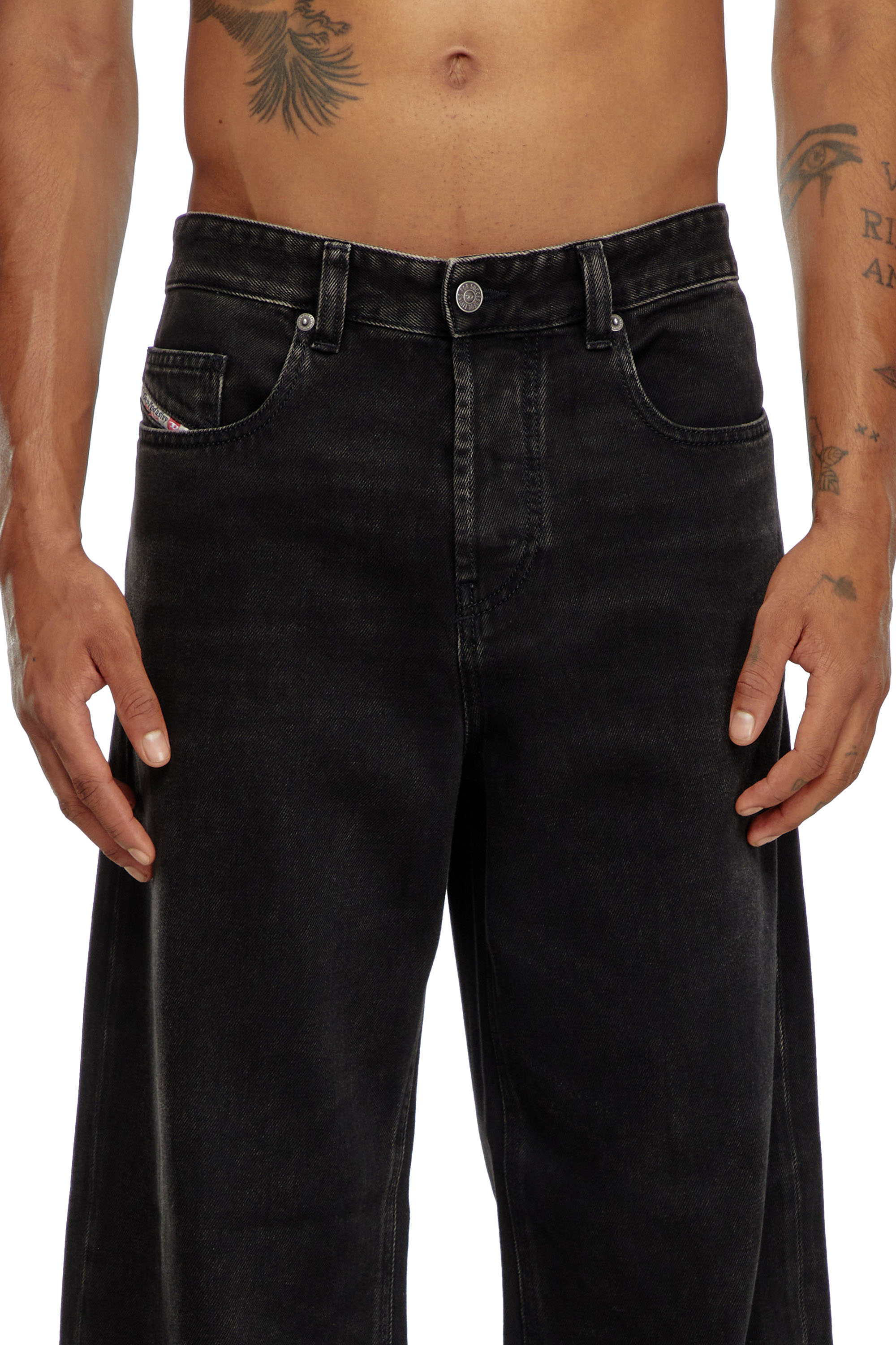 Diesel - Relaxed Jeans 2001 D-Macro 09I35 Homme, Noir/Gris foncé - Image 4