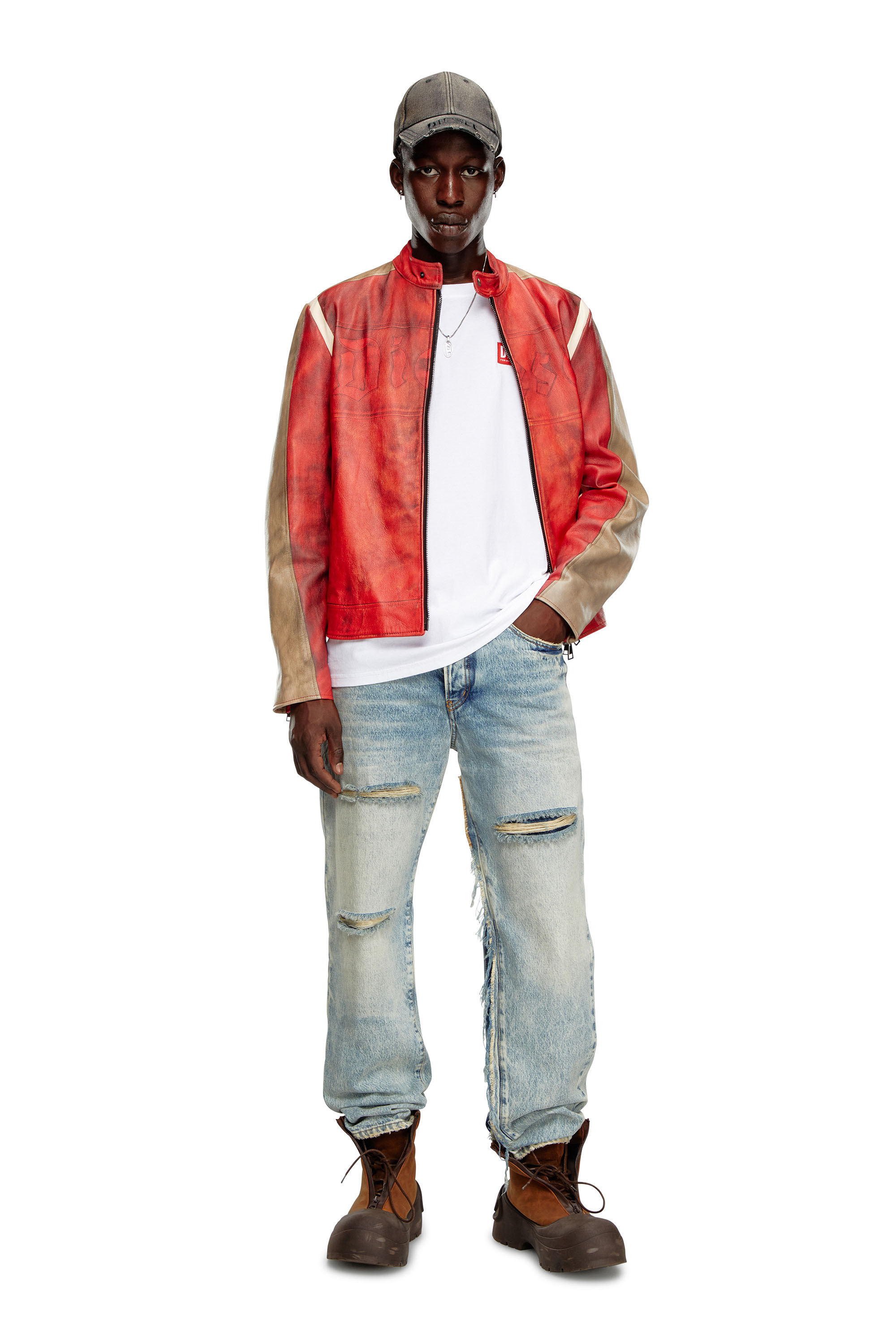 Diesel - T-BOXT-LAB, T-shirt avec empiècement à logo en jacquard Homme in Blanc - 2