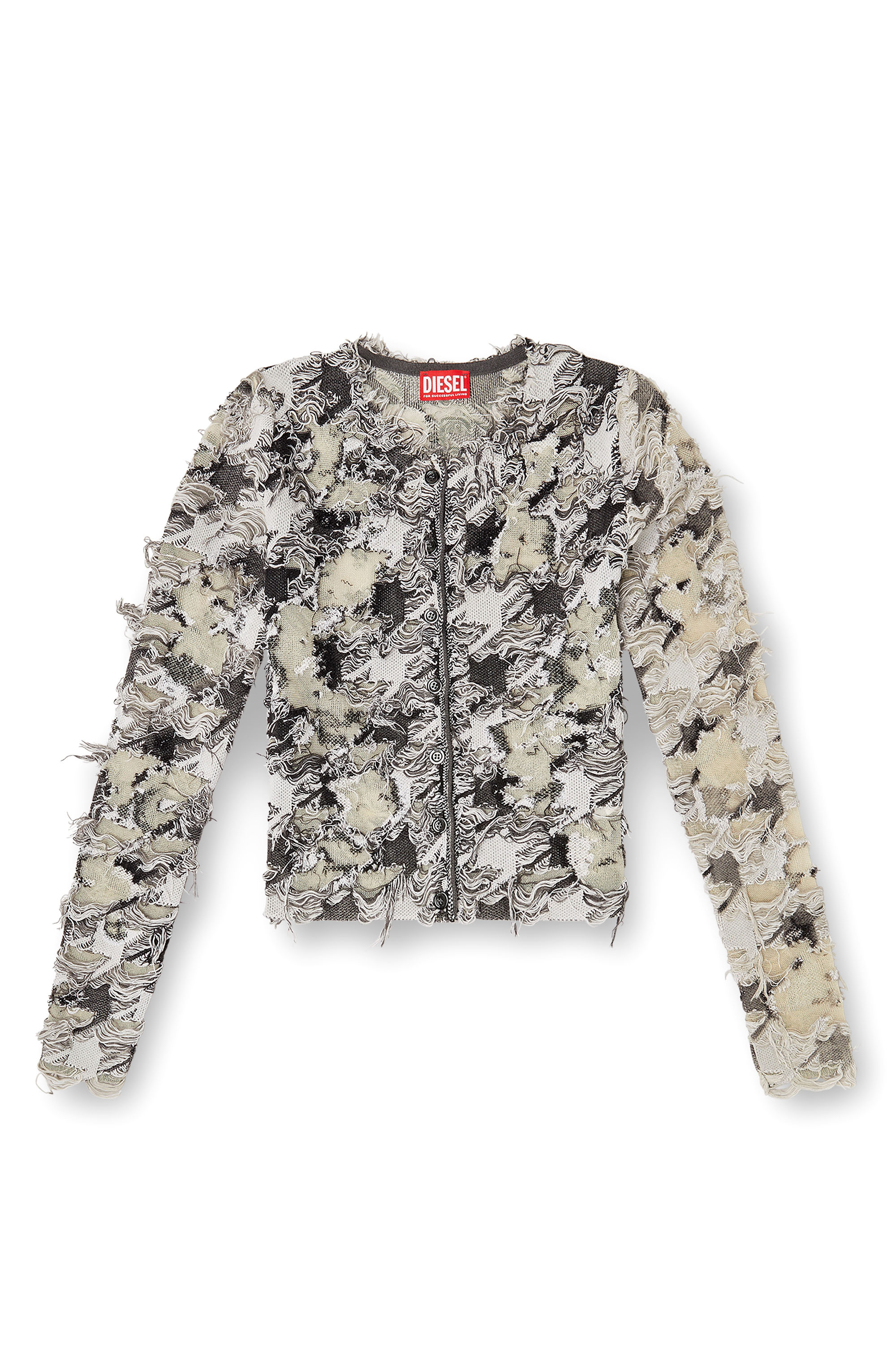 Diesel - M-SIBYLLA, Gilet en jacquard pied-de-poule dévoré Femme in Polychrome - 3