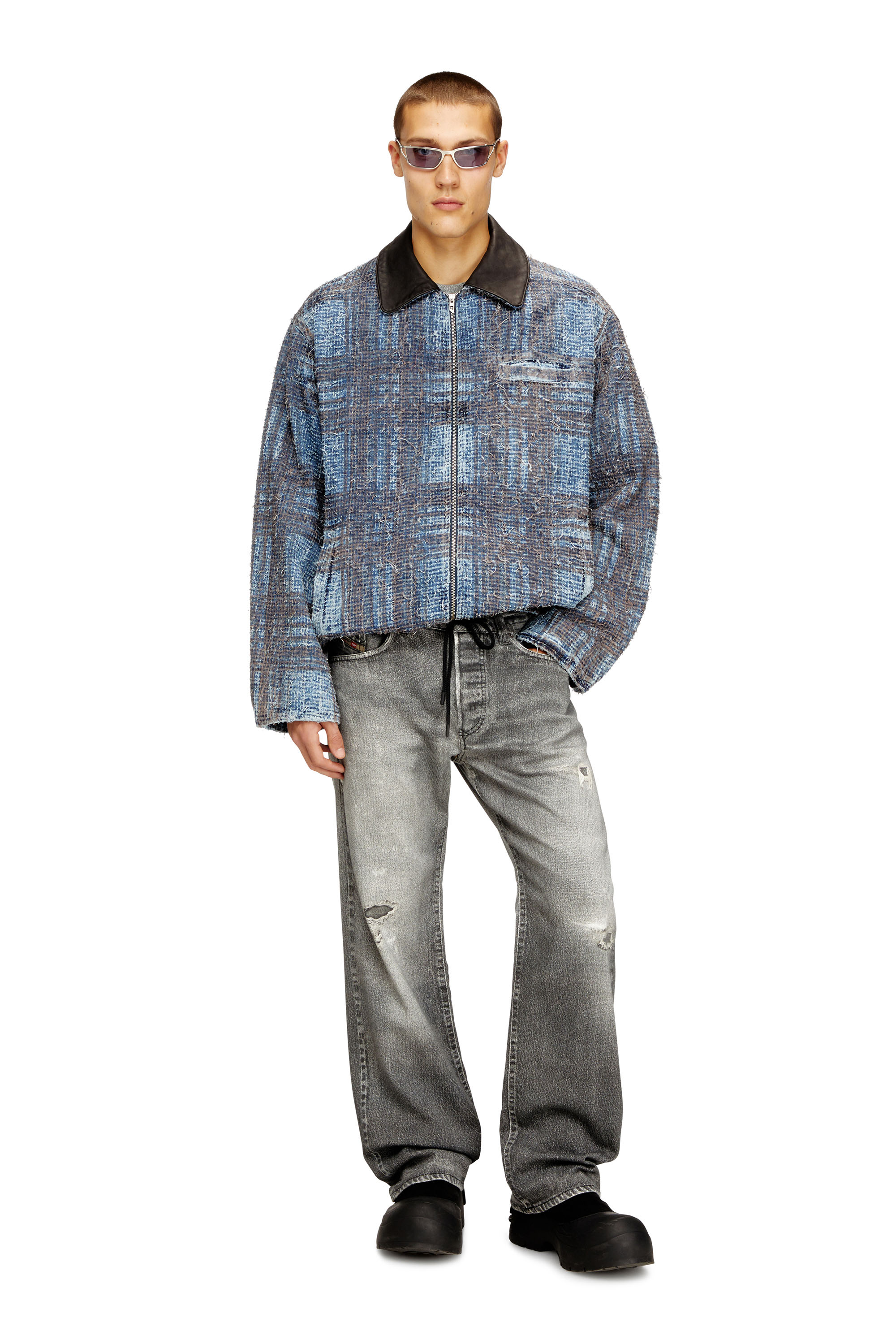 Diesel - D-IVAR-S1, Man's Jacket in graphic bouclé denim in null - 1