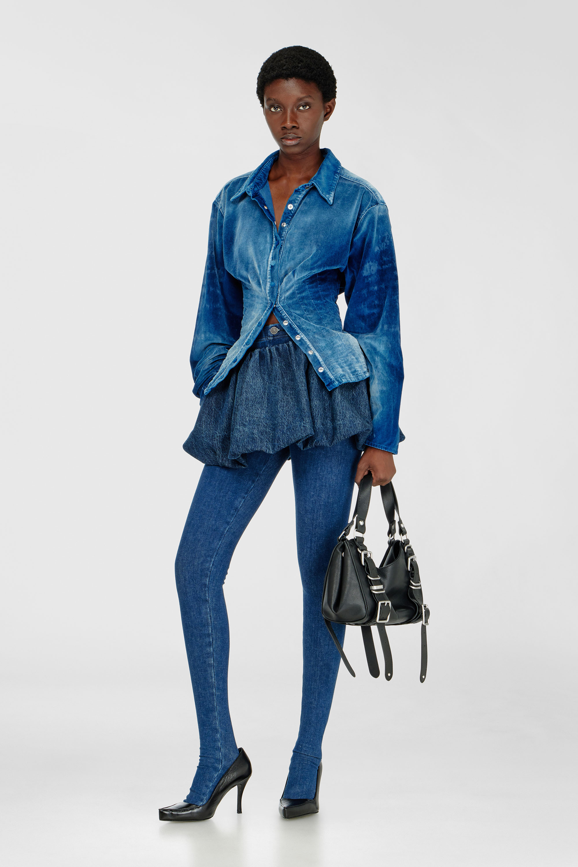 Diesel - DE-SINDI-FSJ, Chemise en denim velours Femme in Bleu - 2