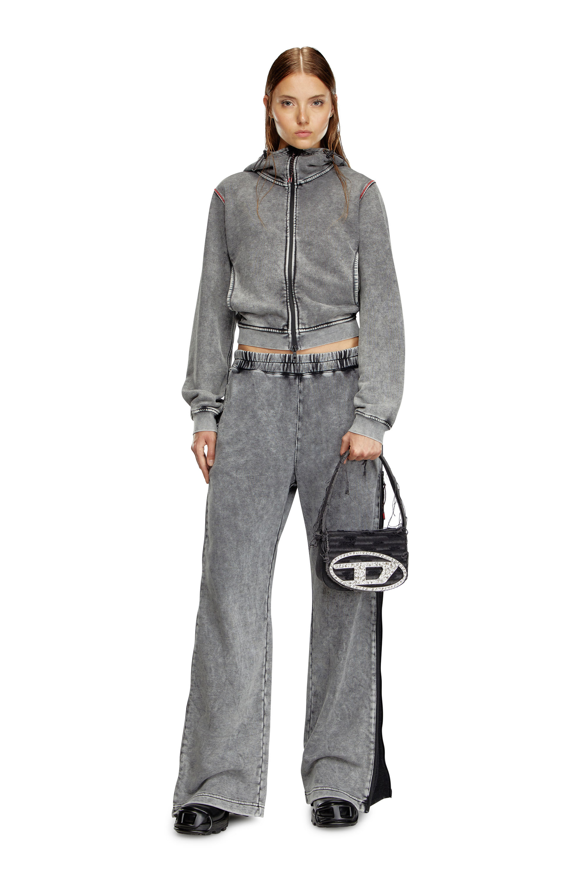 Diesel - 1DR, 1DR-Sac à bandoulière emblématique en toile et cuir Femme in Noir - 2