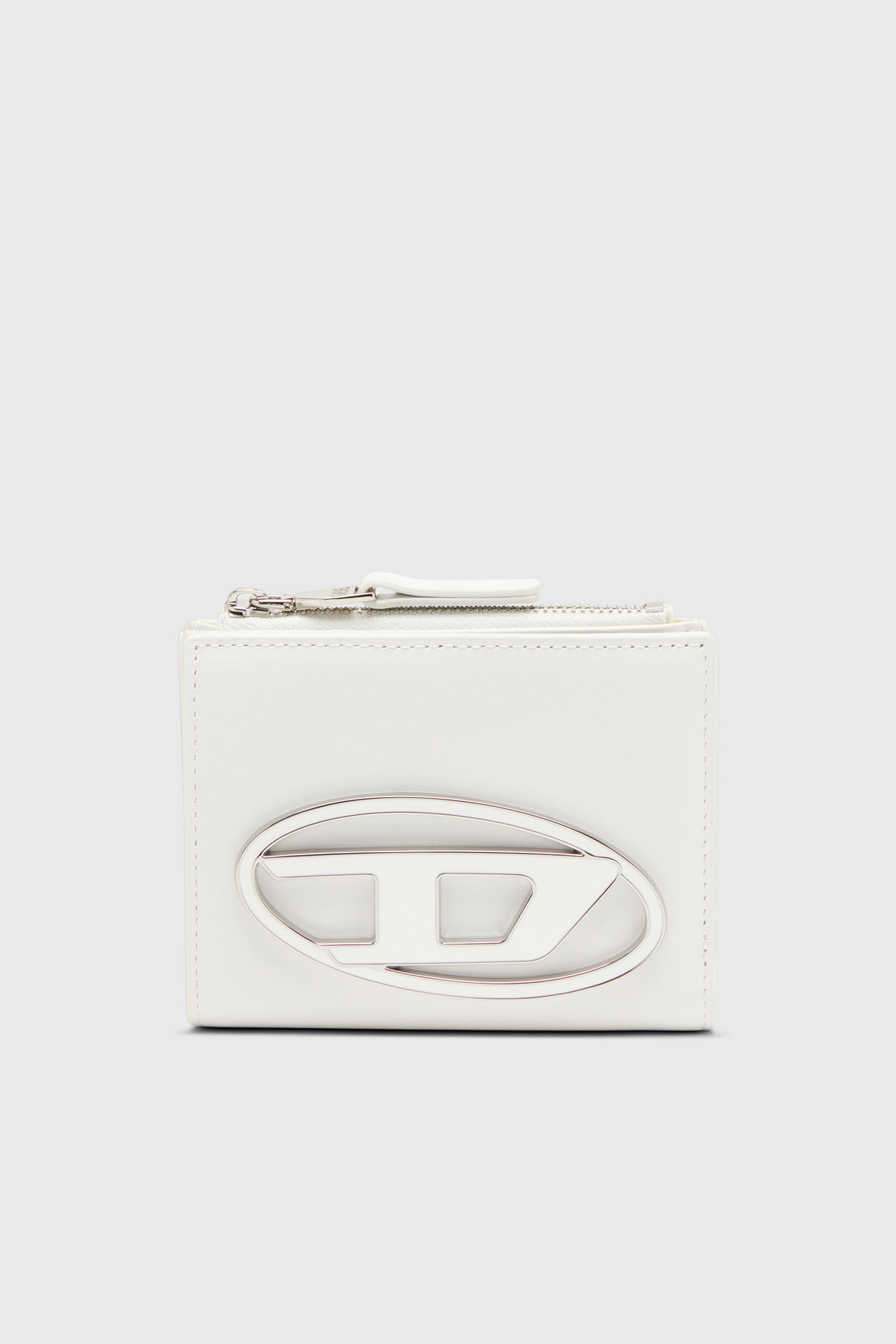 Diesel - 1DR BI-FOLD ZIP II, Petit portefeuille en cuir avec plaque &agrave; logo Femme in Blanc - 1