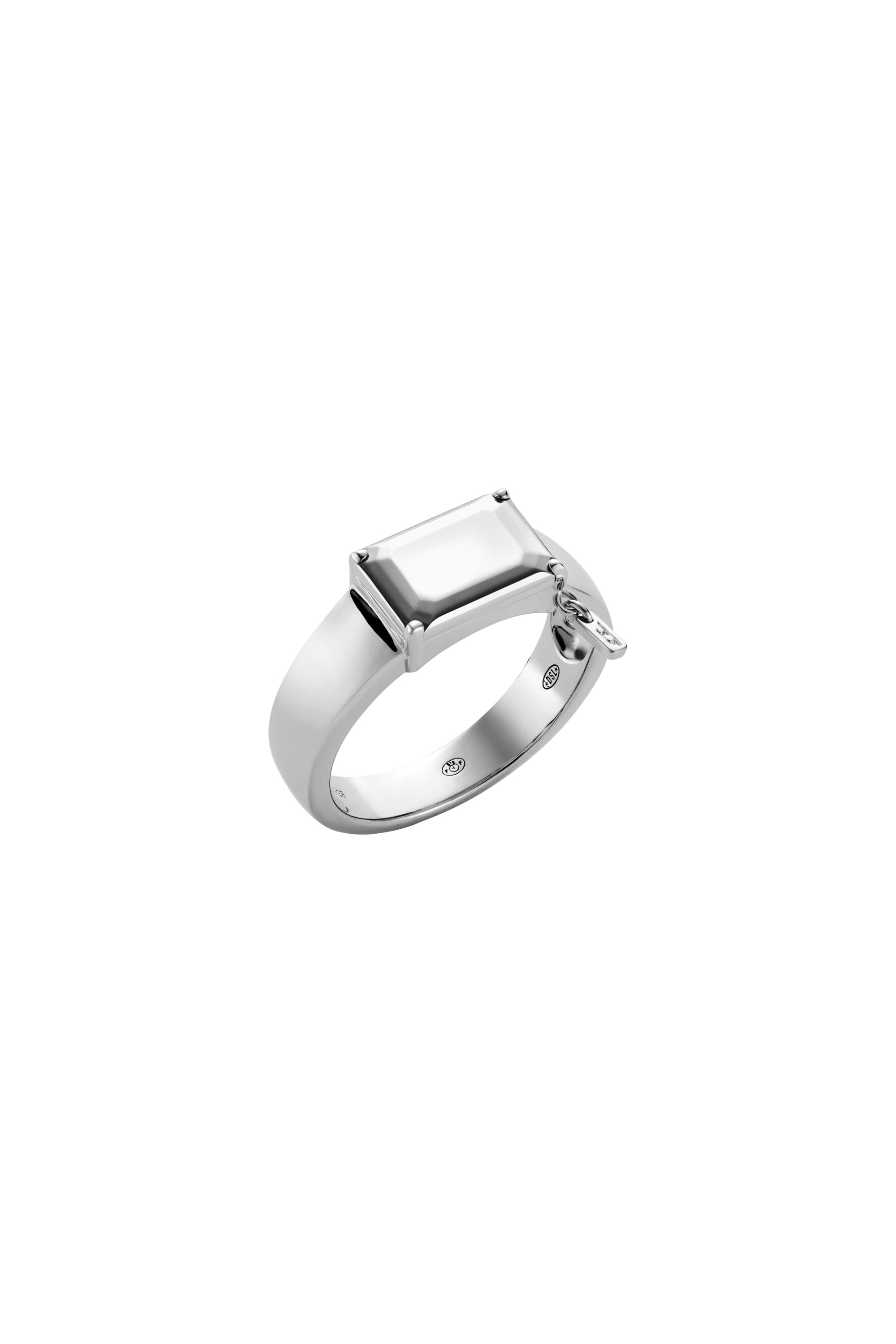 Diesel - DL1365040 STERLING SILVER JEWEL, Bague en argent sterling avec centre focal Mixte in Gris argenté - 1