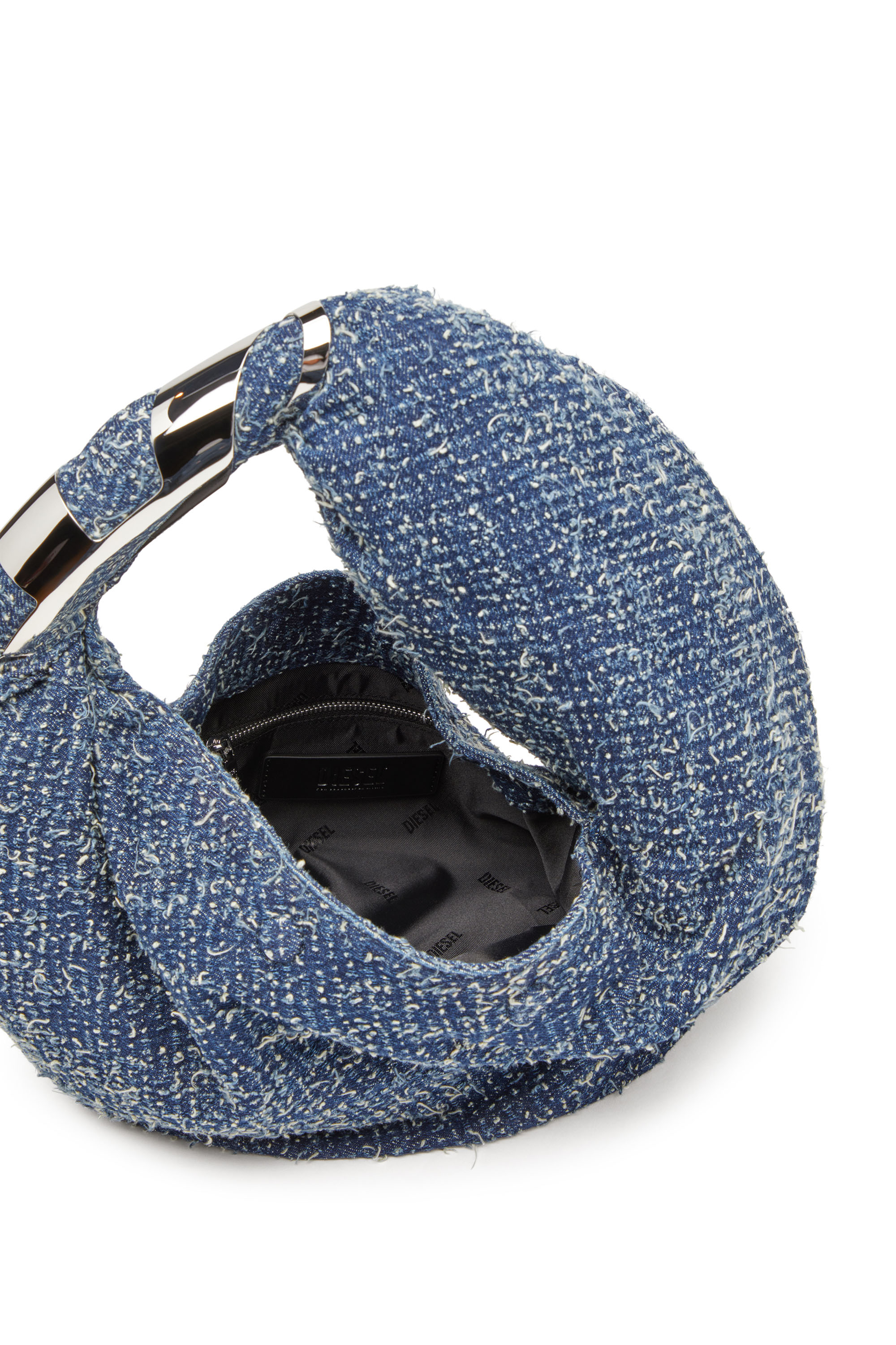 Diesel - GRAB-D HOBO S, Grab-D S-Sac hobo en denim bouclé Femme in Bleu - 4