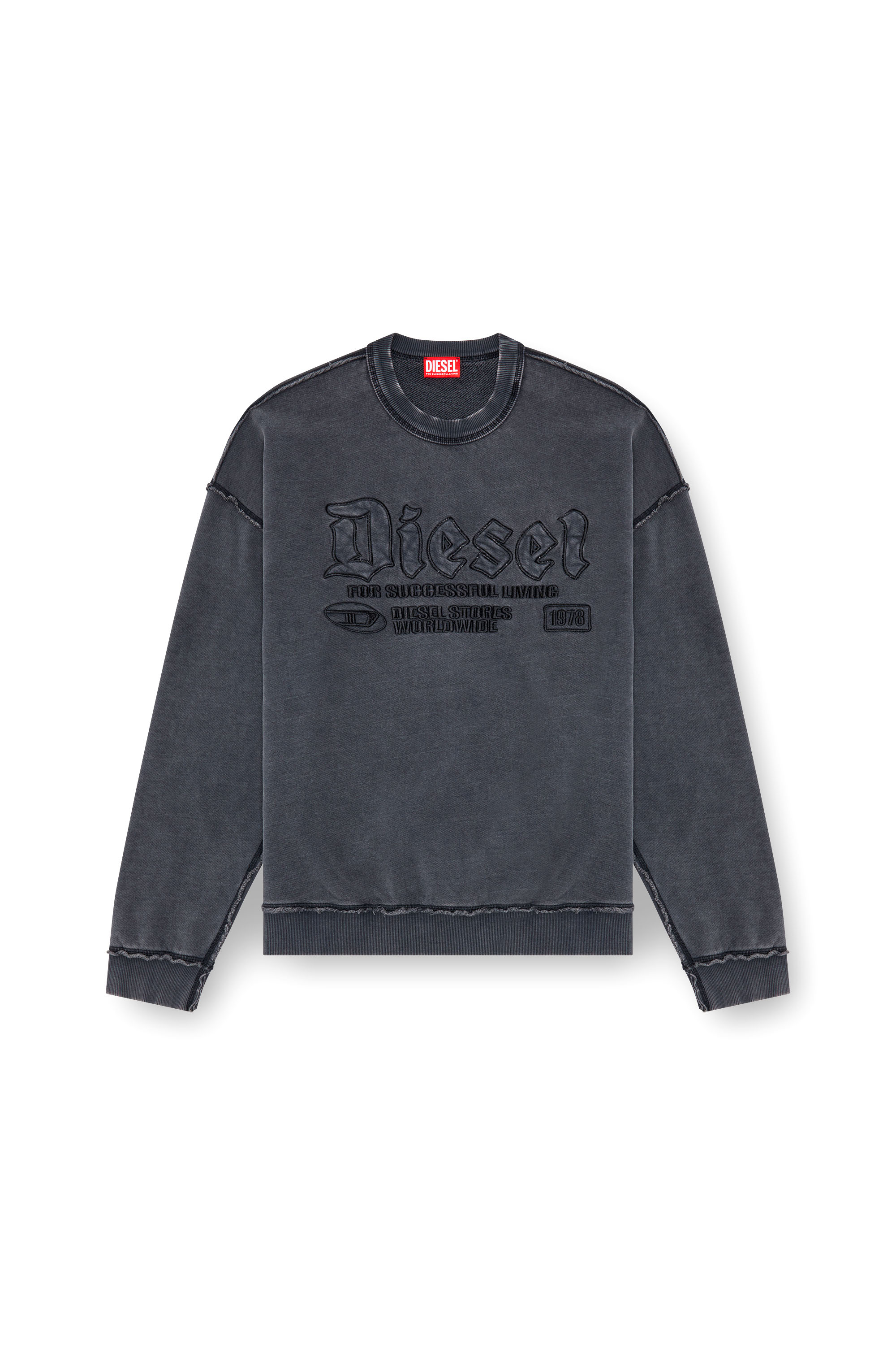 Diesel - S-BOXT-RAW, Homme Sweat-shirt avec logo brodé in Noir - Image 3