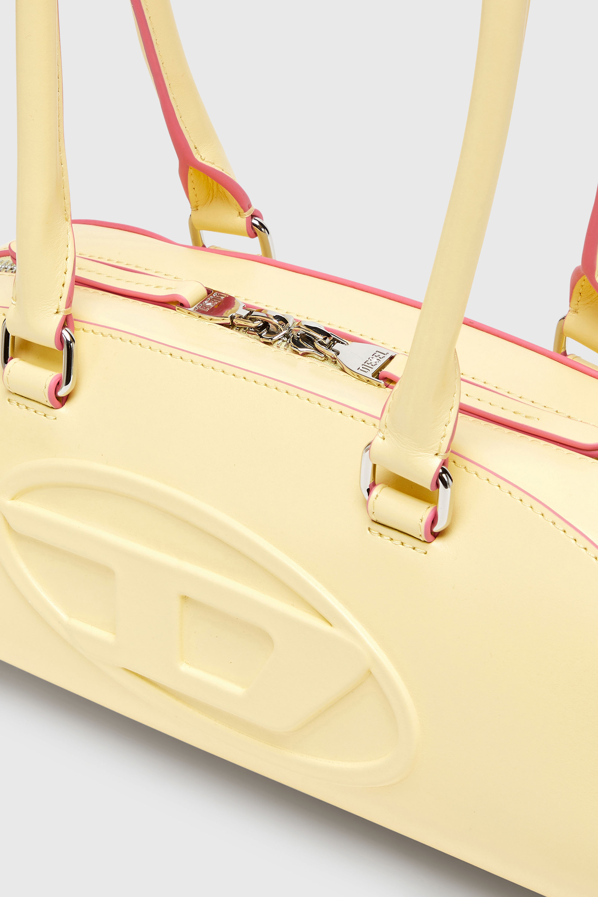 Diesel - 1DR DOME SHOULDER EW, Woman's 1DR Dome - Elongated bowling bag in leather in Yellow - 6