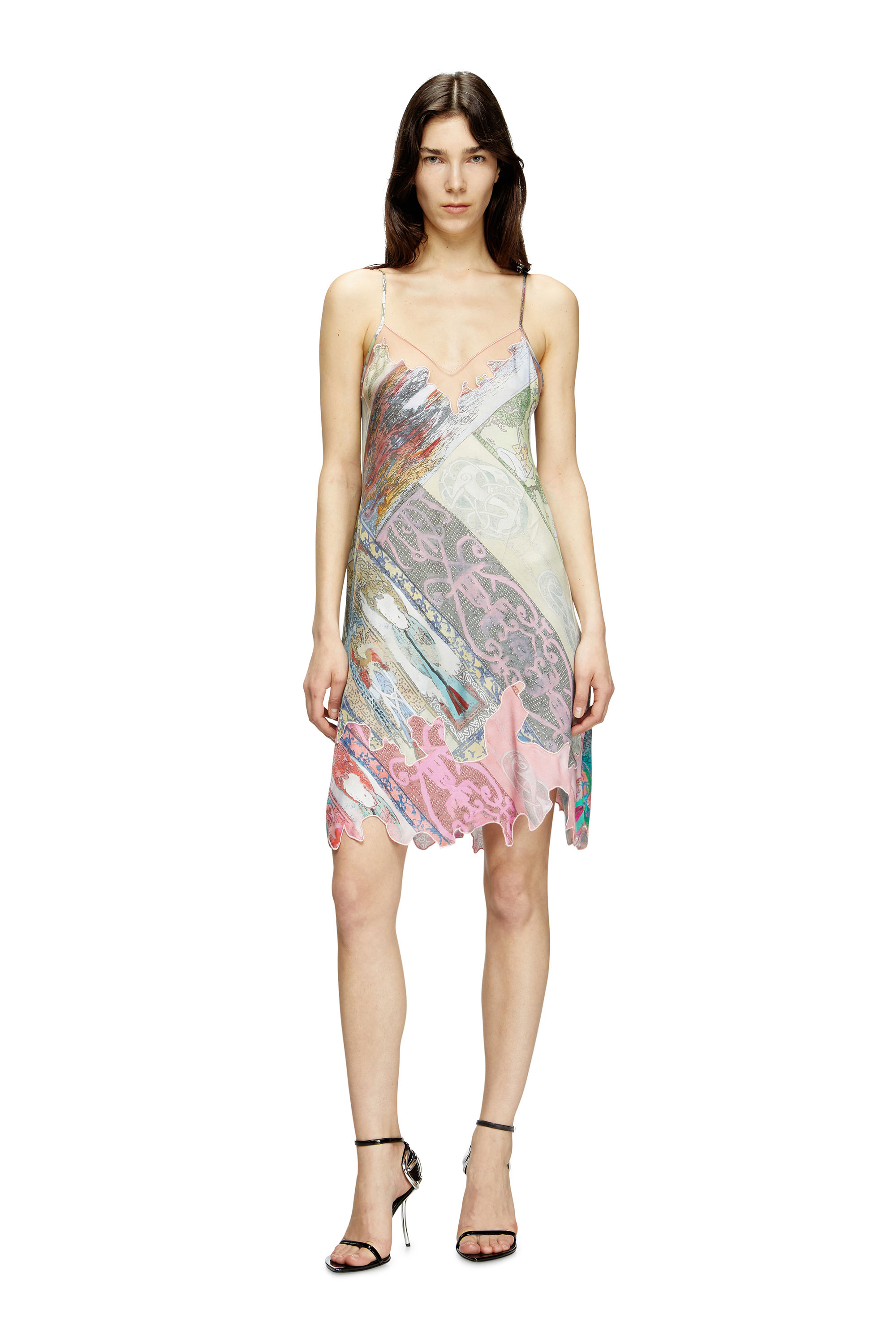 Diesel - D-ARIA, Robe nuisette en viscose avec imprimé héraldique Femme in Polychrome - 3