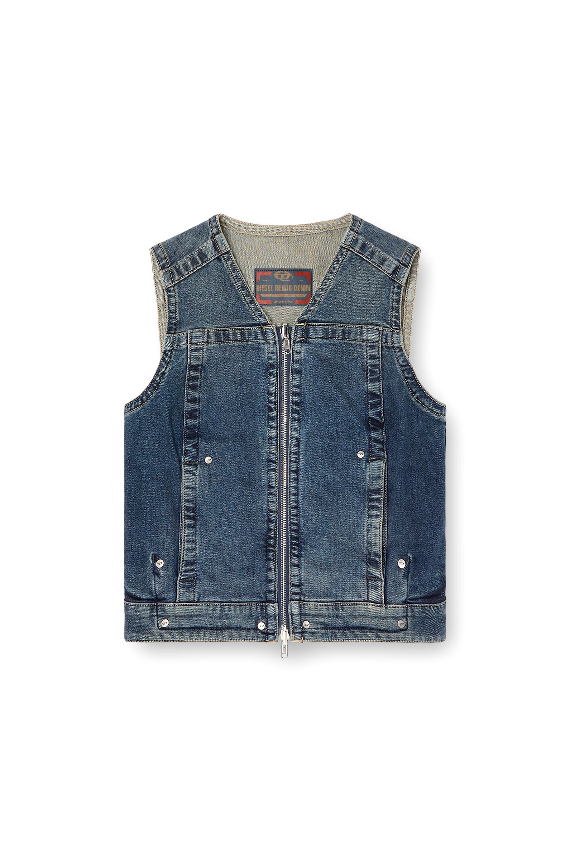 Diesel - DE-PROOF-RE, Top zippé en denim Rehab Femme in Bleu - 4