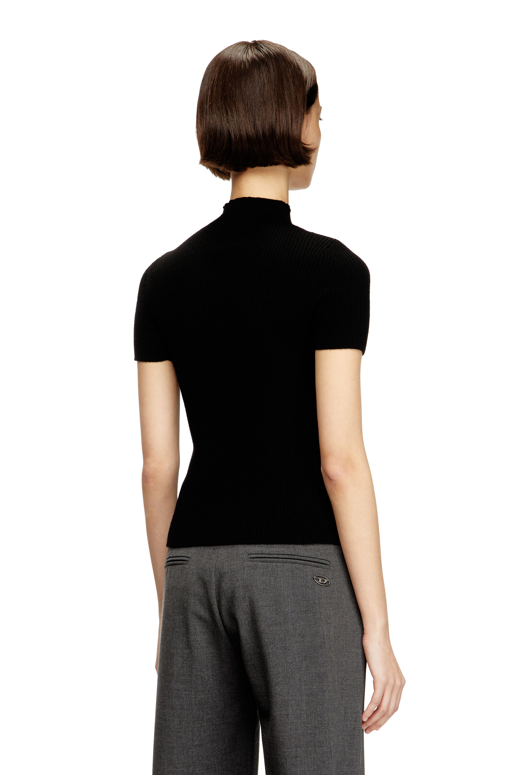 Diesel - M-OLIVE, Top en tricot de laine à découpes Femme in Noir - 4