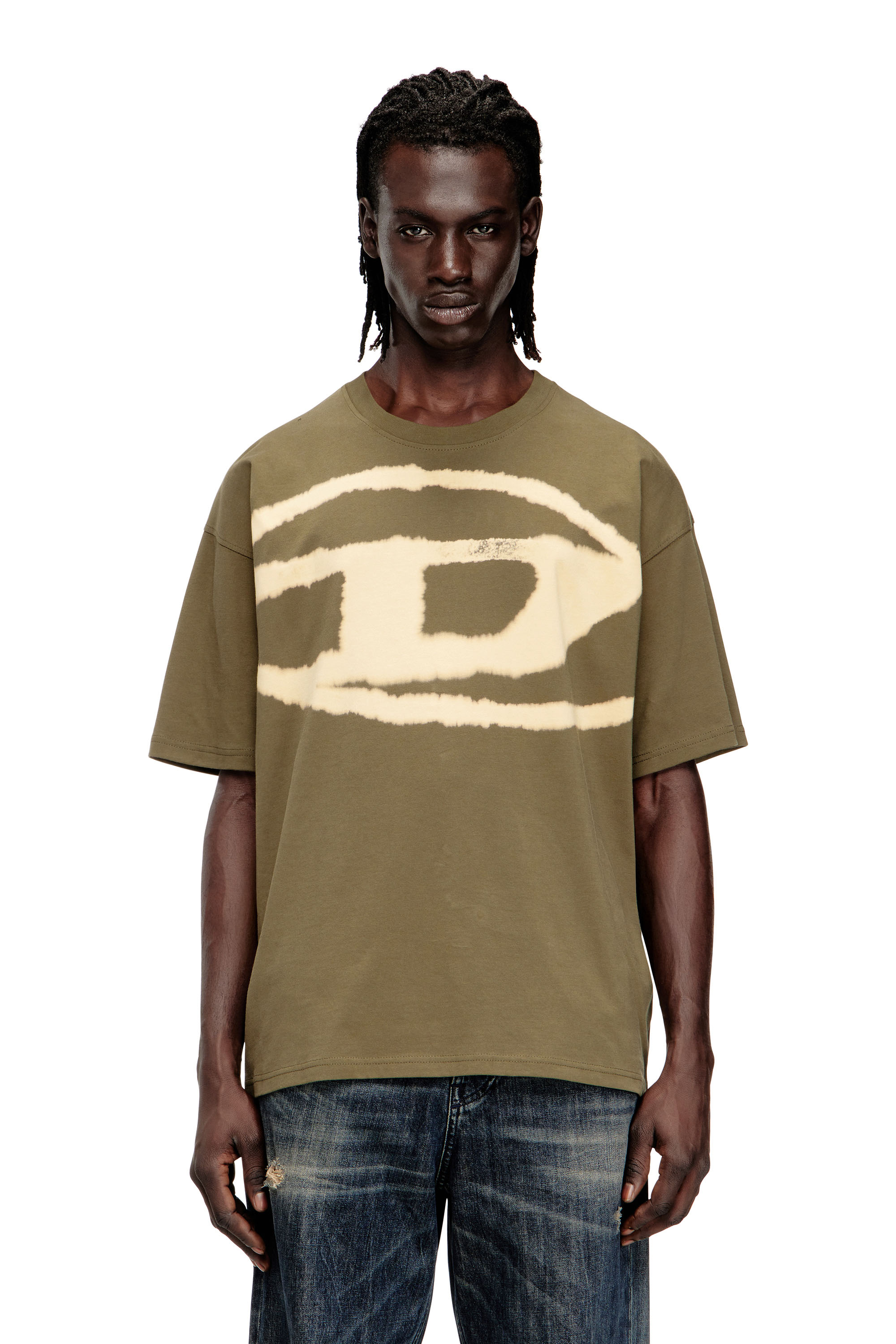 Diesel - T-BOXT-BLEACH, T-shirt avec logo Oval D effet blanchi Homme in ToBeDefined - 1